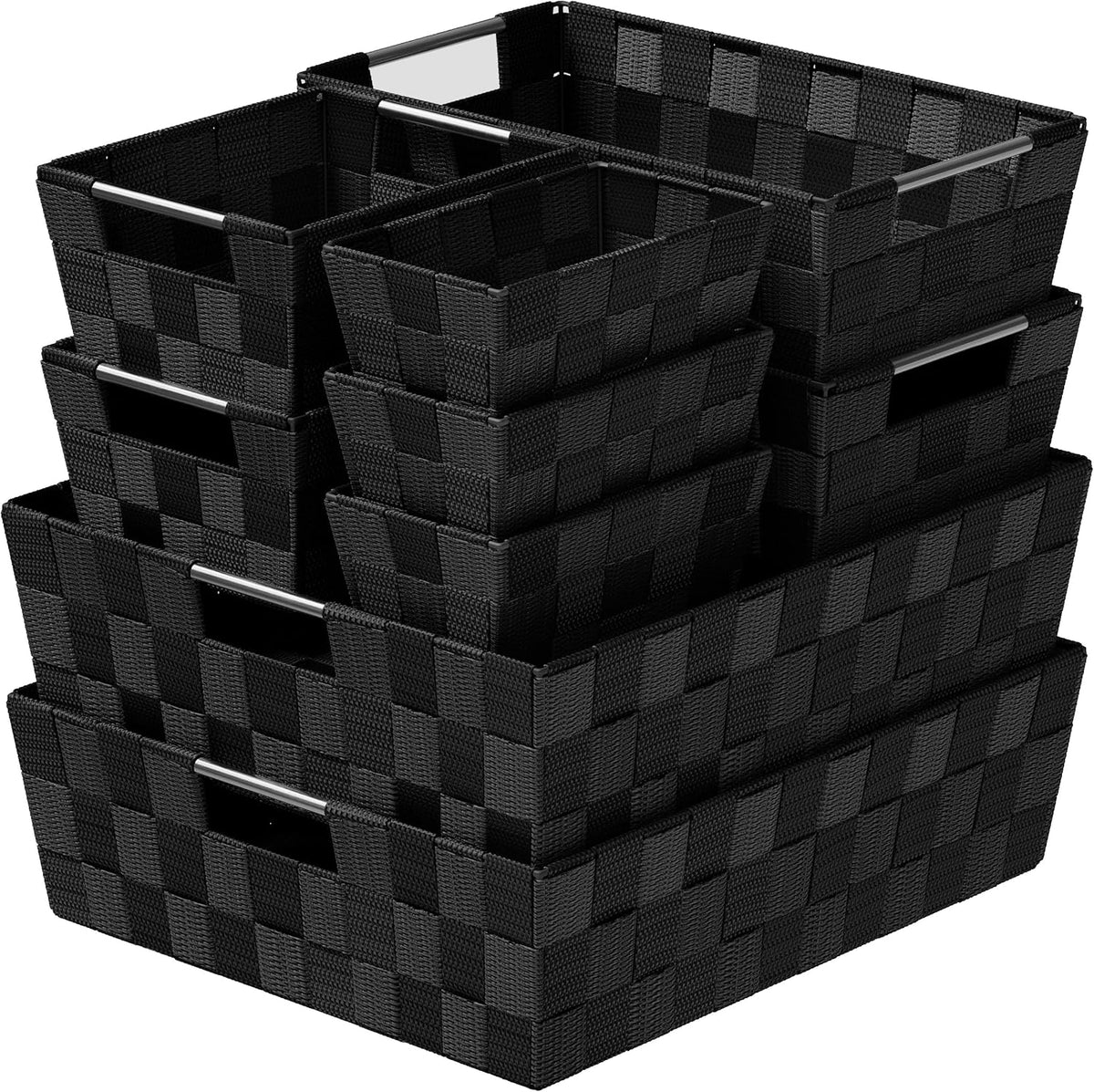 Baskets For Organizing Set Of 9 Black - Storage Baskets For Shelves - Perfect Closet Organizer