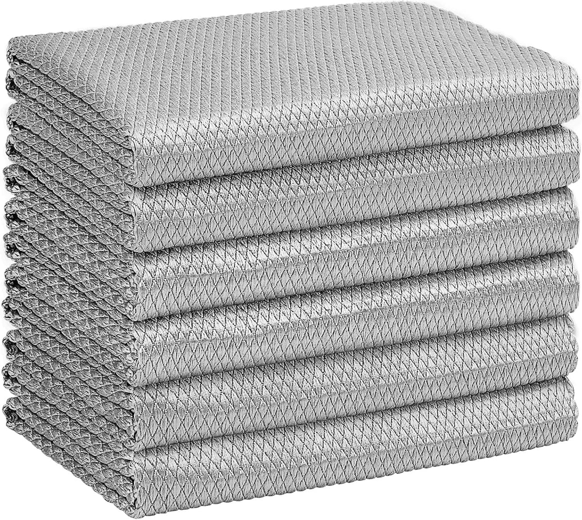 HOMEXCEL Grey Microfiber Glass Cleaning Cloths-6PK, 16"x14" Lint Free Window Cleaning Cloth