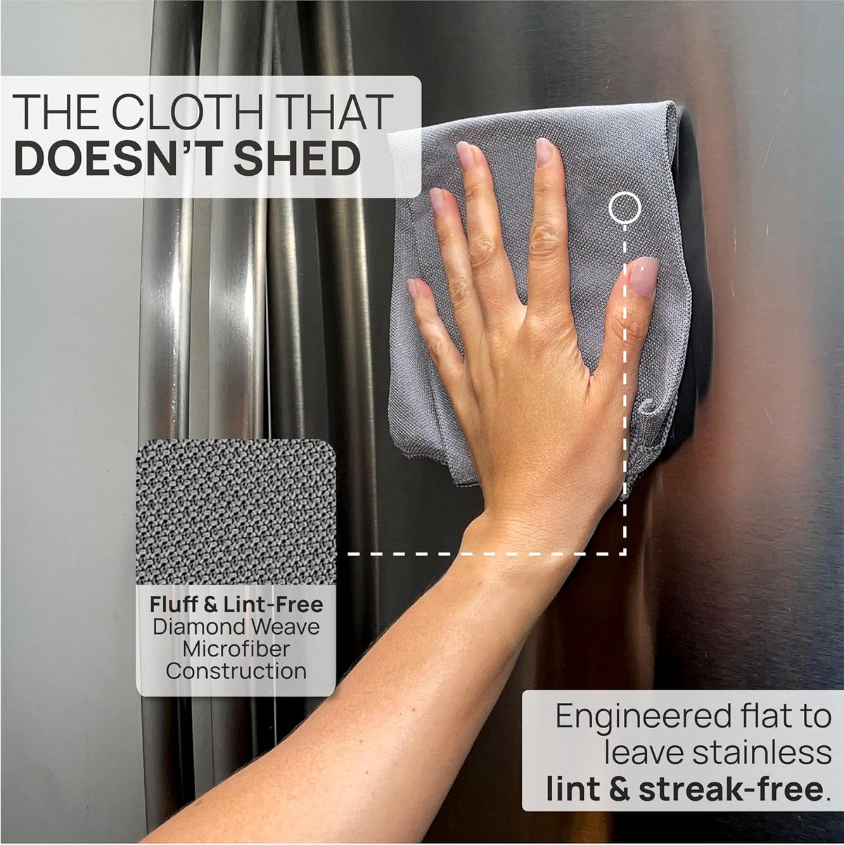 Claro Stainless Steel Cleaner Cloth 8-Pack – Microfiber Cleaning Cloths for Appliances, Sinks &