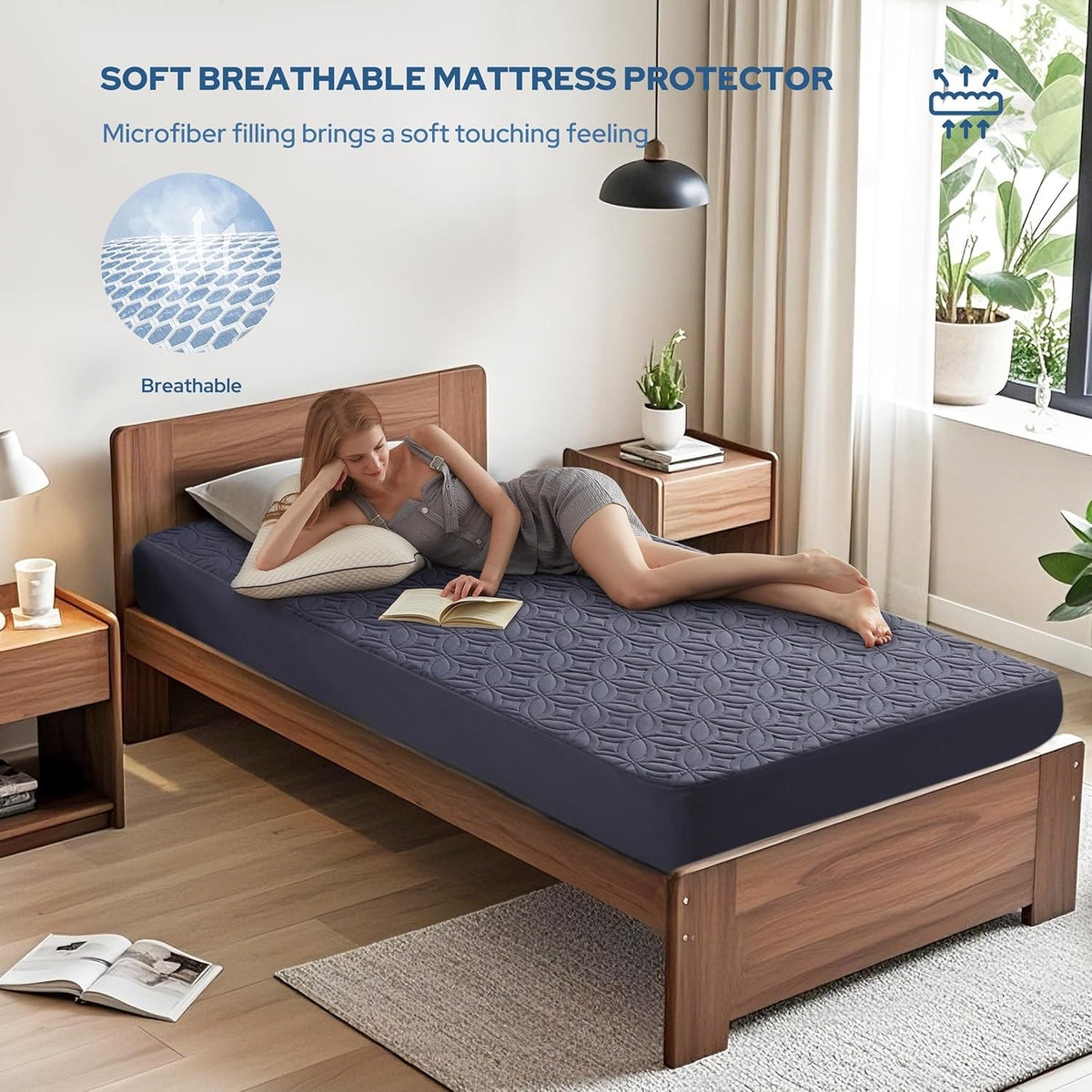 BEDLORE Waterproof Mattress Protector, Twin Size Mattress Pad with Deep Pocket 6"-15" Depth, Soft