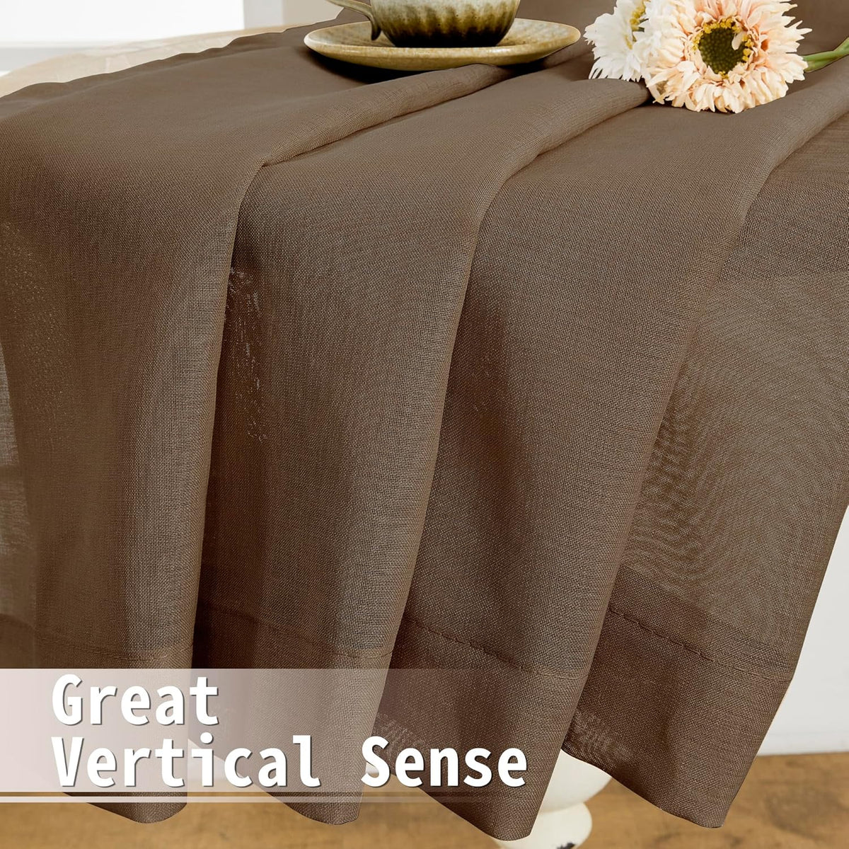 Tollpiz Short Sheer Door Curtains Closet Linen Textured Curtains Sheer Doorway Light Filtering