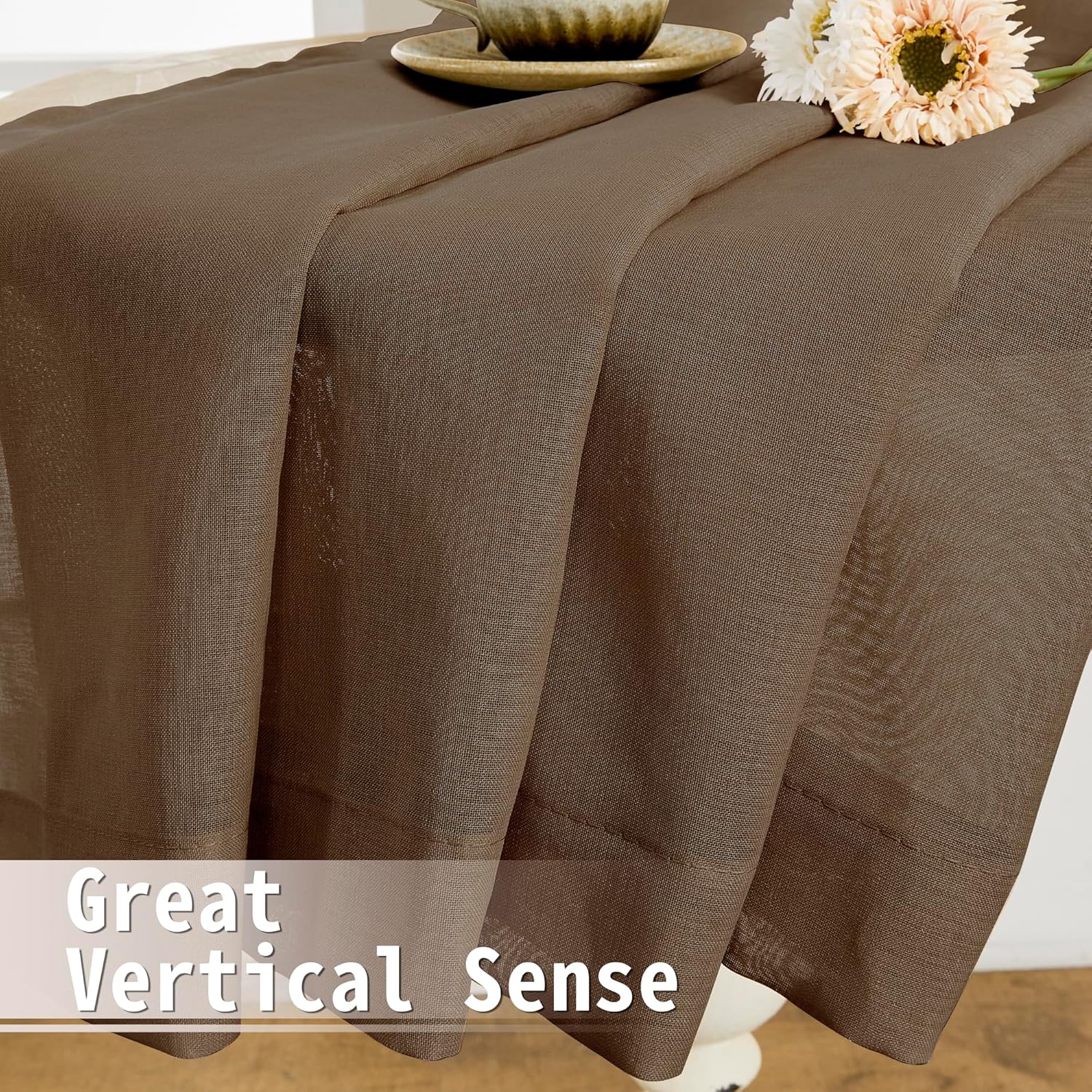 Tollpiz Small Sheer Door Curtain Closet Linen Textured Curtain Sheers Doorway Light Filtering Voile