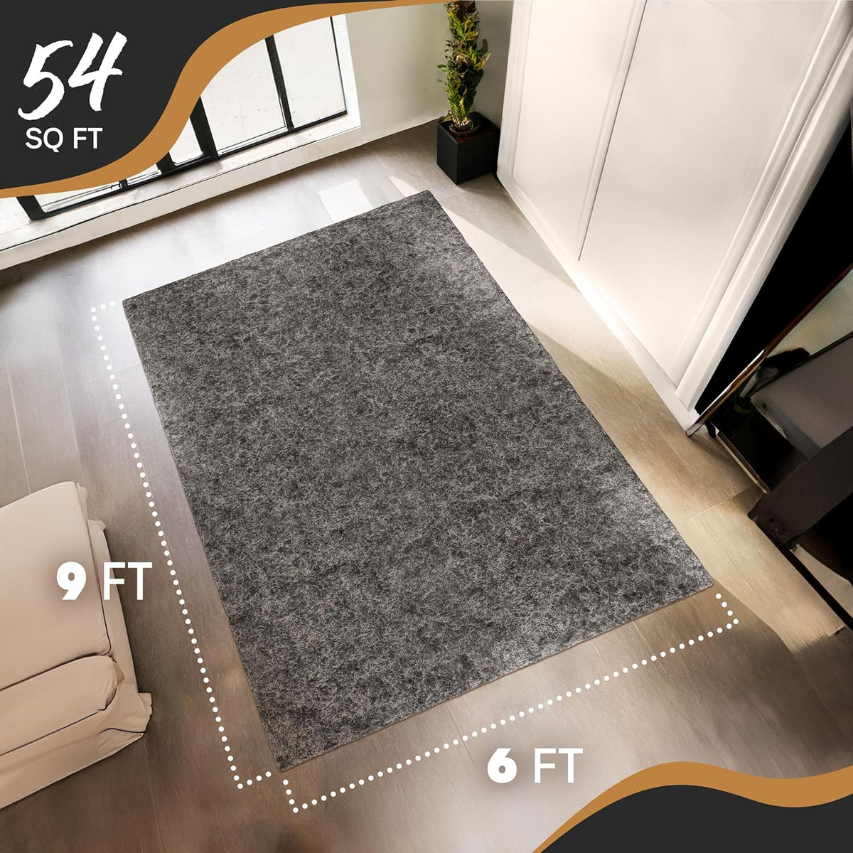 Nevlers 6x9 Rug Pad Non Slip – 1/4" Thick Felt TPO Dual-Layer Grip Mat | Anti Skid Rug Gripper for
