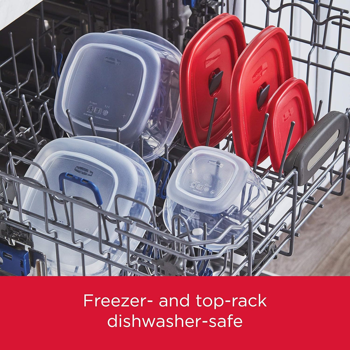 Rubbermaid 16-Piece BPA-Free Plastic Food Storage Set, Red Vented Lids - Microwave, Dishwasher