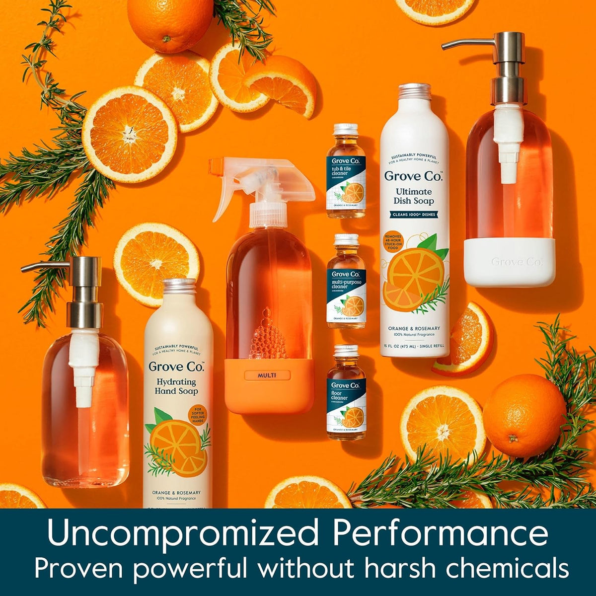Grove Co. Tub and Tile Cleaner, Refill Concentrate (6 x 1 Fl Oz) Plant-Based Household Cleaning