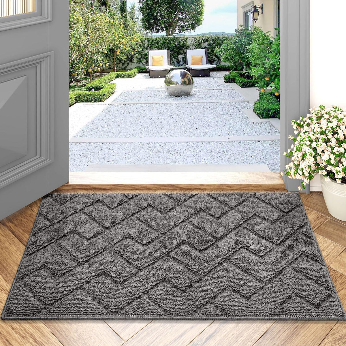 hicorfe Dirt Trapper Indoor Doormat,20"x31.5" Welcome Door mat,Non Slip Backing Washable Door