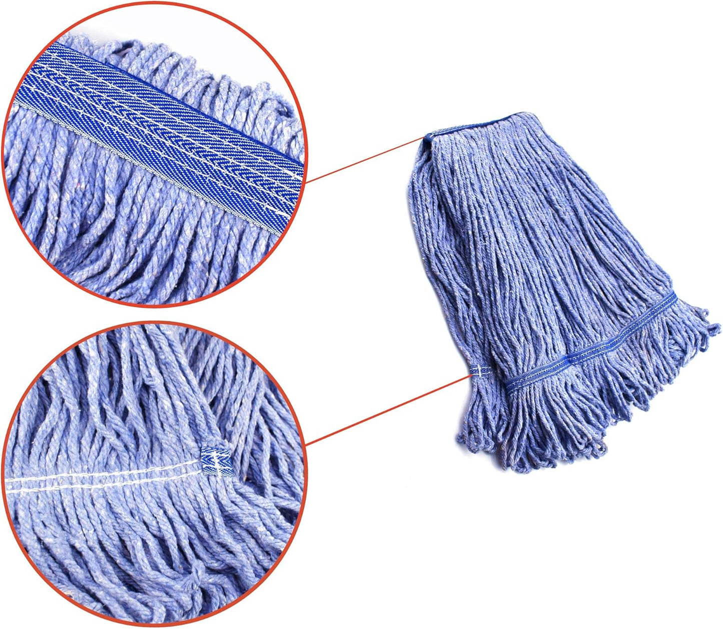 String Mop Heads Replacement Heavy Duty Commercial Grade Blue Cotton Looped End Wet Industrial
