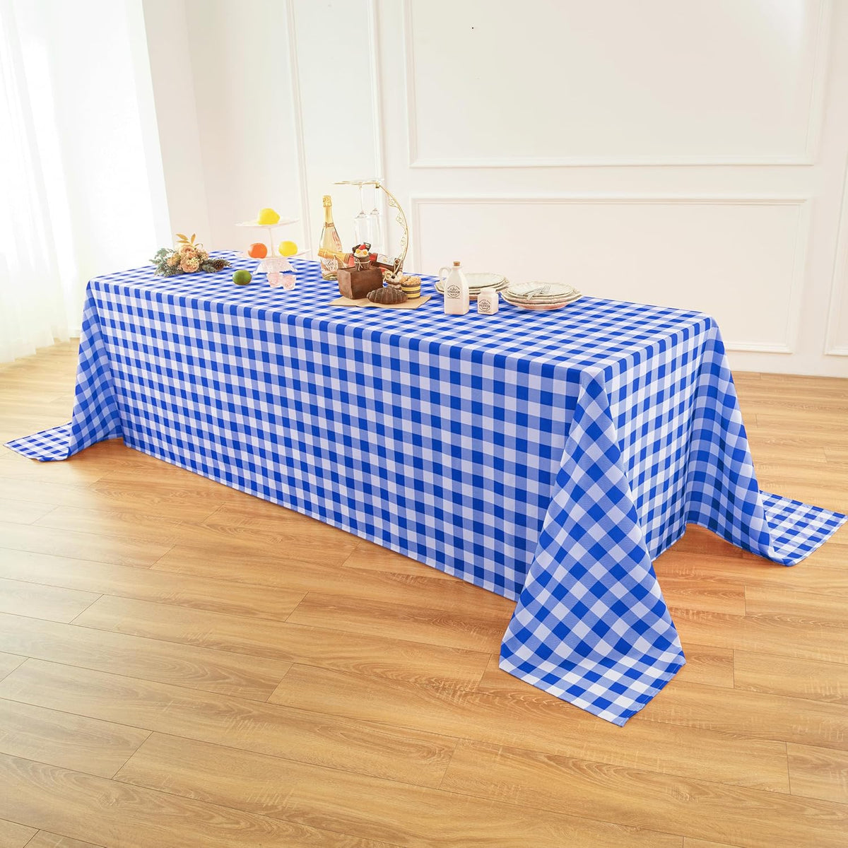 Classic Gingham Buffalo Tablecloth Fabric - Oblong 90x132 Inch Water Proof Checkered Table Cloth