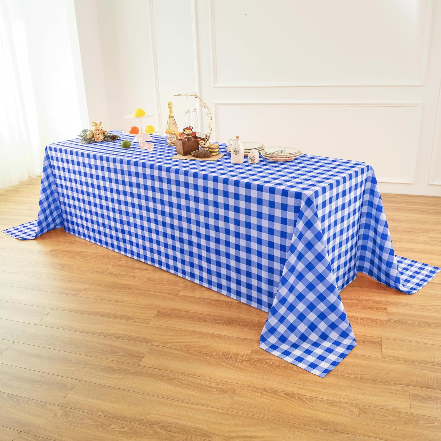Classic Gingham Buffalo Tablecloth Fabric - Oblong 90x132 Inch Water Proof Checkered Table Cloth