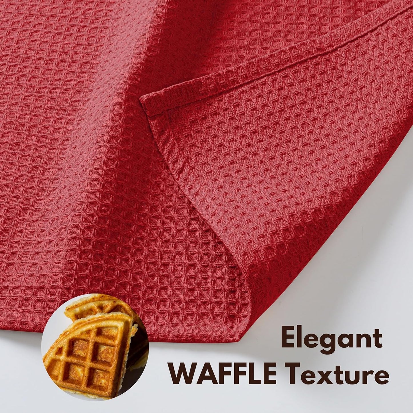 Native Fab Cotton Kitchen Towel with Hanging Loop 16x26 inches, 6-Pack, Waffle Weave Kitchen Towels