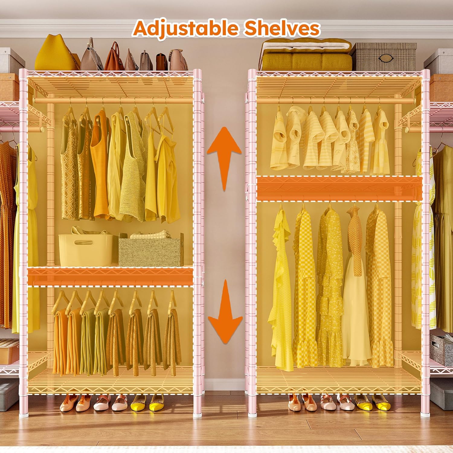 Raybee Clothes Rack,Clothing Racks for Hanging Clothes Heavy Duty,Adjustable Garment Rack with