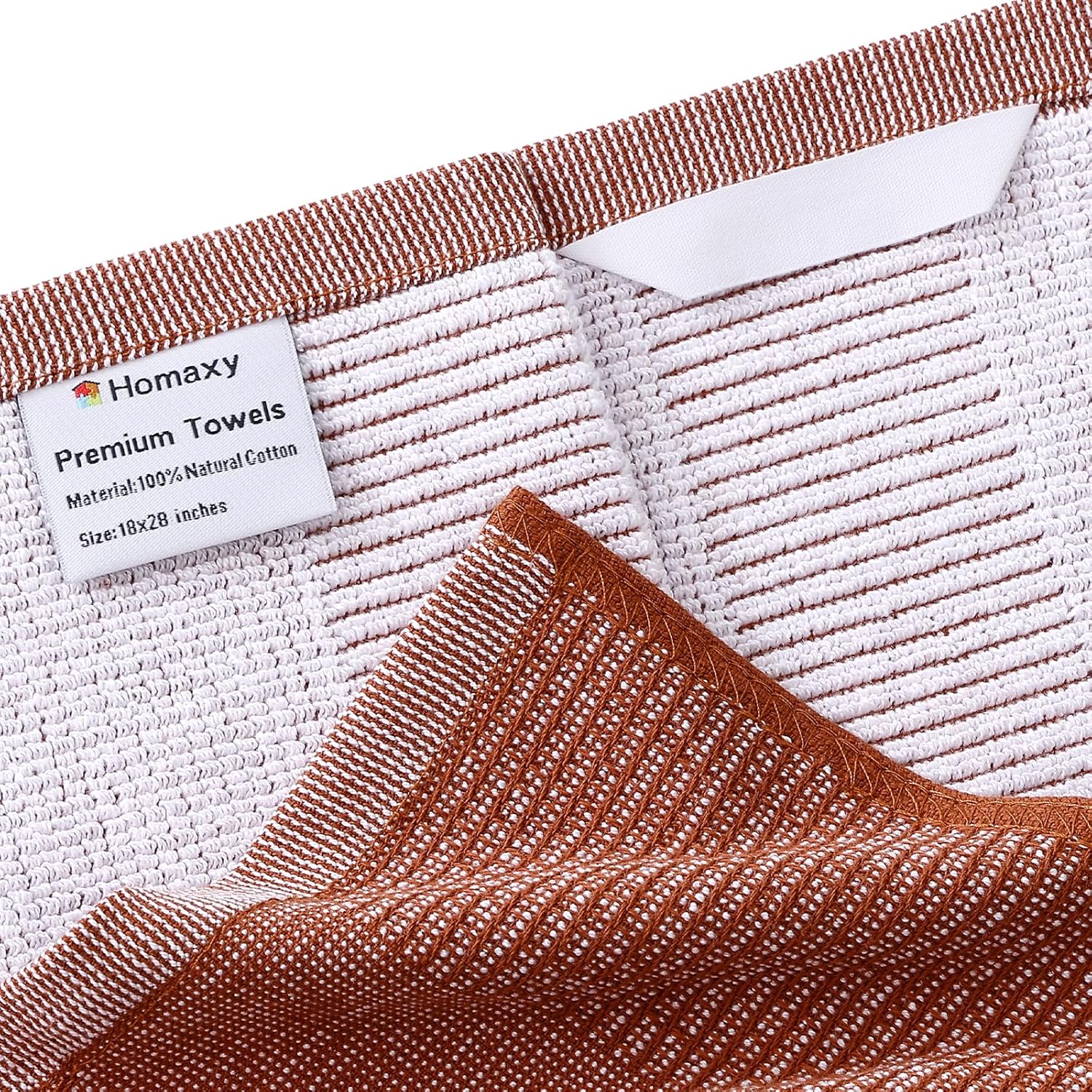Homaxy Premium Kitchen Towels(18”x 28”, 6 Pack), Large Cotton Kitchen Hand Towels, Flat and Terry