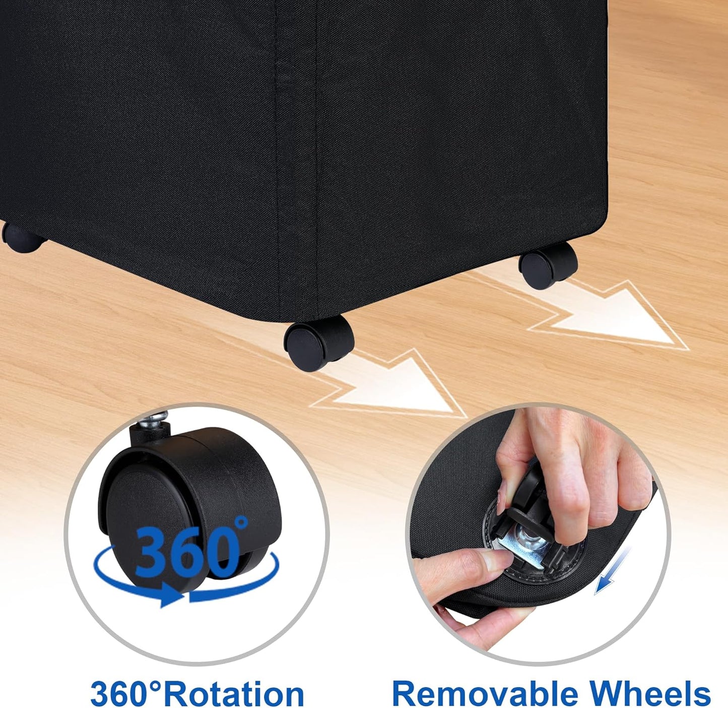 efluky Laundry Basket with Wheels, Tall Rolling Laundry Hamper with Lid and Removable Bag