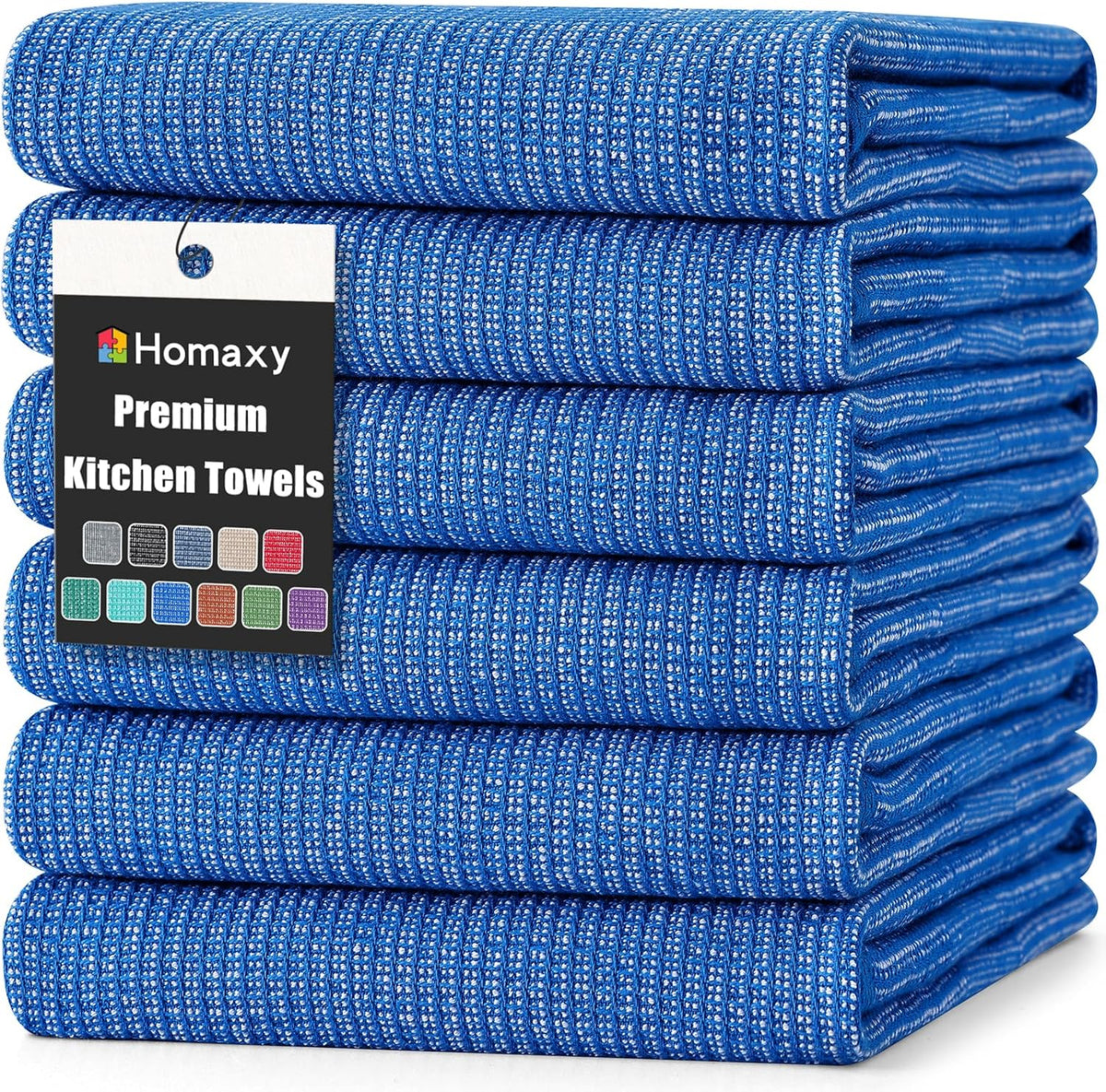 Homaxy Premium Kitchen Towels(18”x 28”, 6 Pack), Large Cotton Kitchen Hand Towels, Flat and Terry