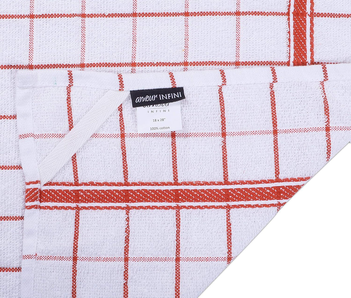 AMOUR INFINI Terry Cotton Kitchen Towels 4-Pack - Large 18 x 28 Inch, Absorbent & Soft Dish Towel