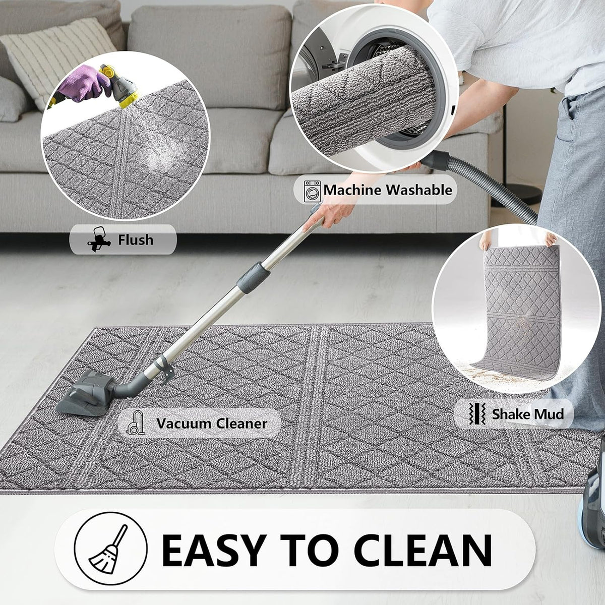 REFETONE Indoor Doormat, Front Back Door Mat 20"x32" Rubber Backing Non Slip Mats, Absorbent Resist