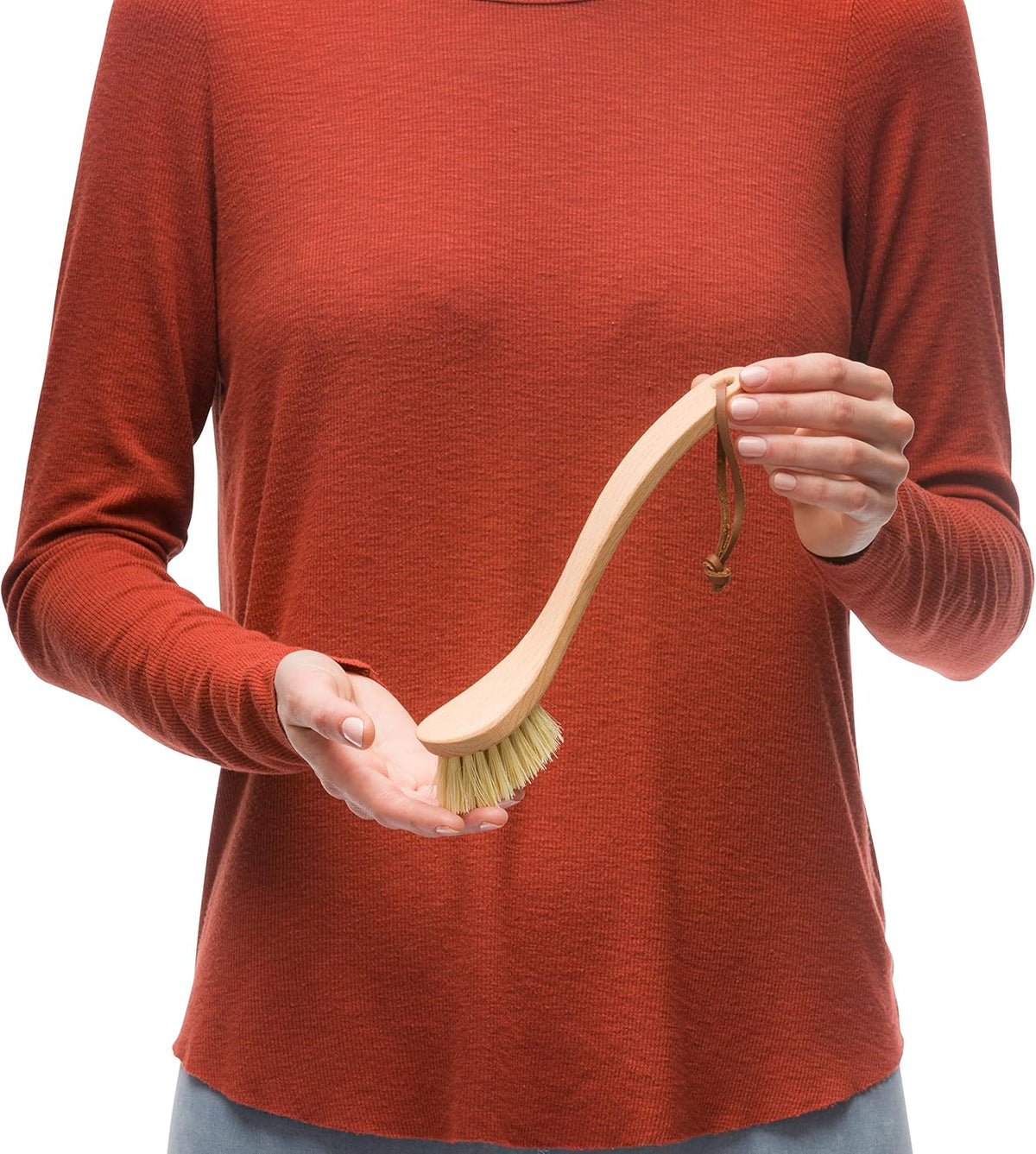 Redecker Curved Dish Brush, Strong Natural Tampico Fiber Bristles, Ergonomic Design with Oiled