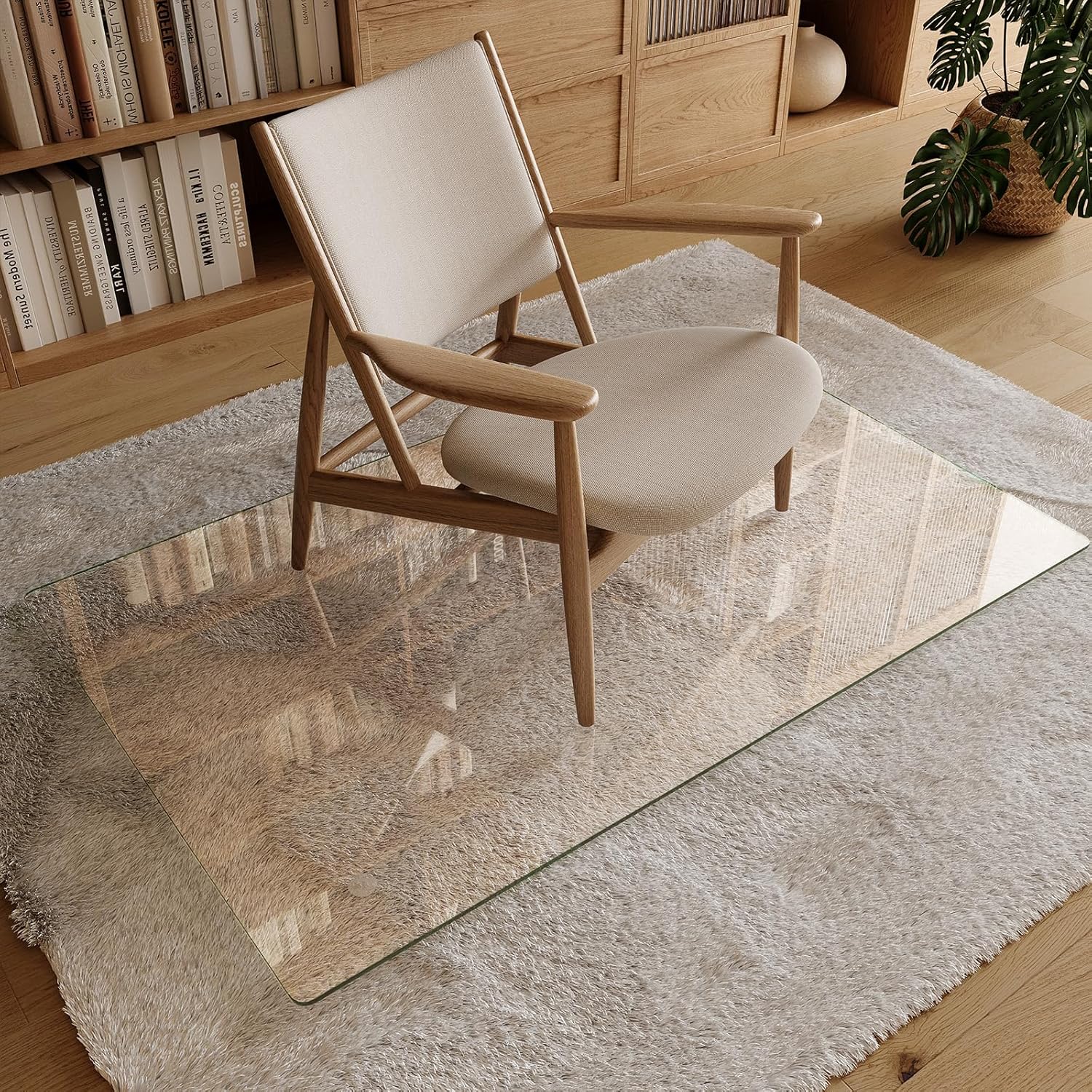 Koonmi Tempered Glass Chair Mat 30"x48" - Premium Office Chair Mat for Hardwood Floors & Low-Pile