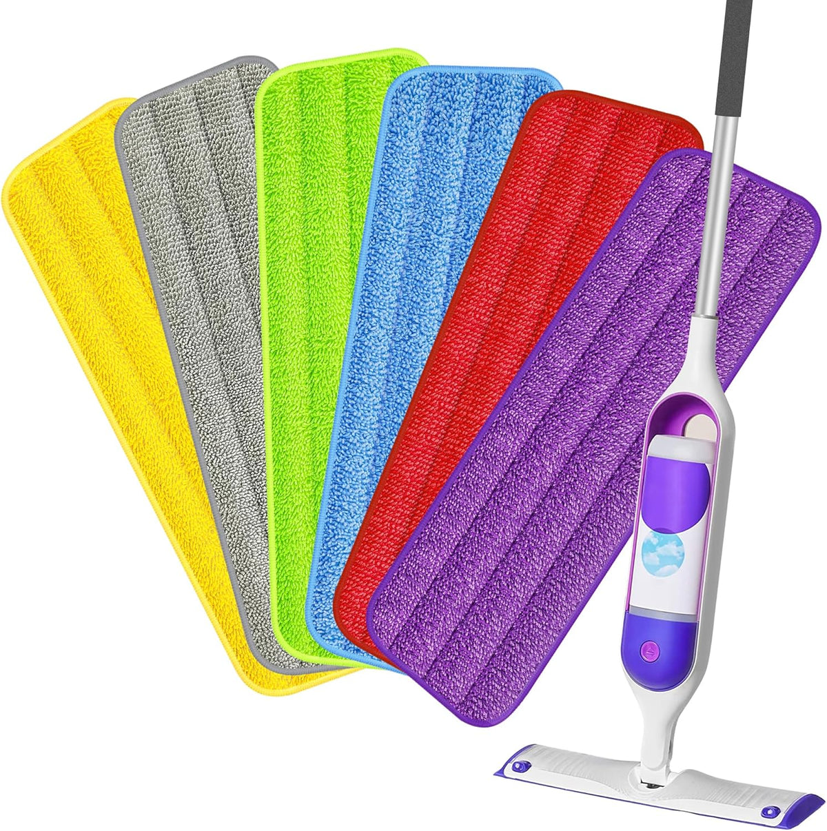 HOMTOYOU Reusable Mop Pads for Swiffer PowerMop: 6 Pack Microfiber Pad Refills for Multi-Surface