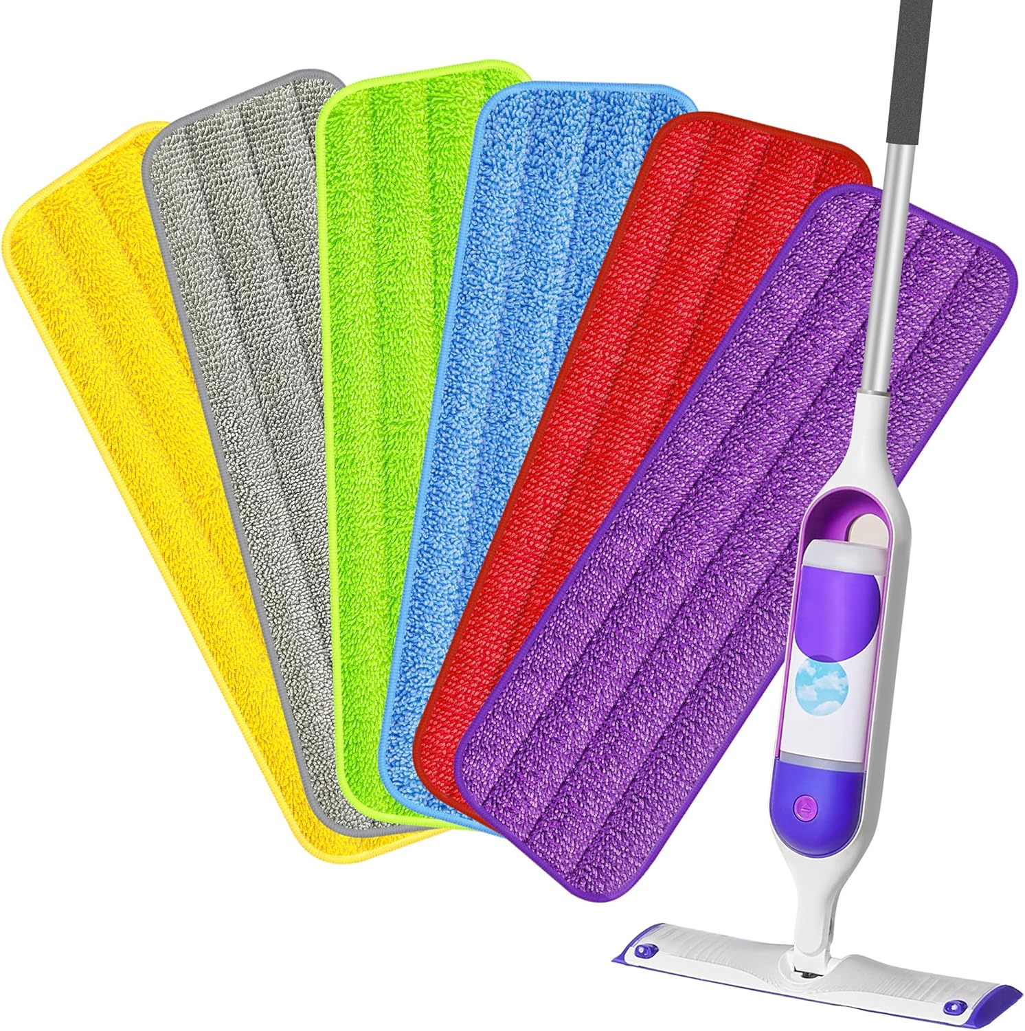 HOMTOYOU Reusable Mop Pads for Swiffer PowerMop: 6 Pack Microfiber Pad Refills for Multi-Surface