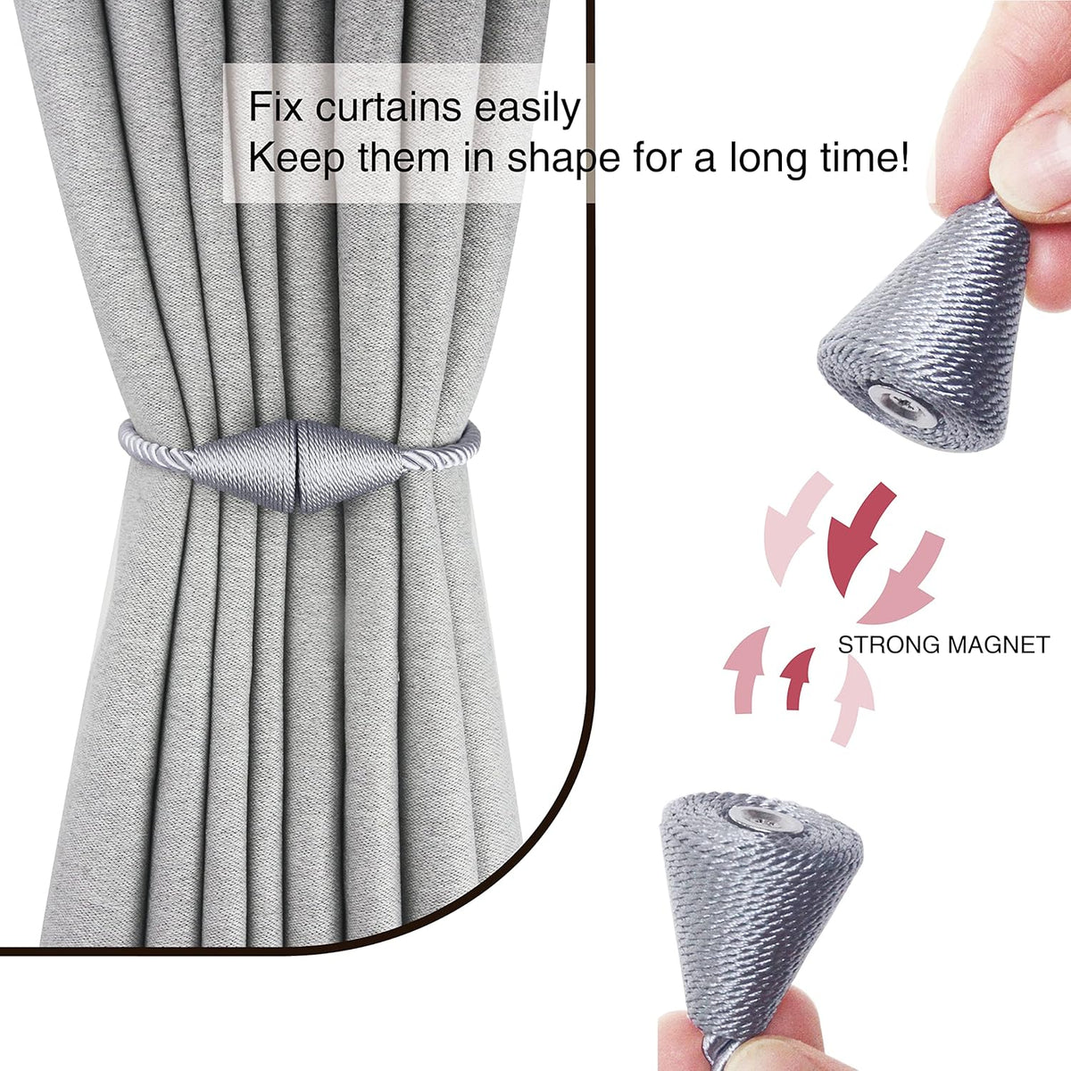 4 Pack Magnetic Curtain Tiebacks Rope Modern Handmade Curtain Tie Backs Decorative Drapes Weave