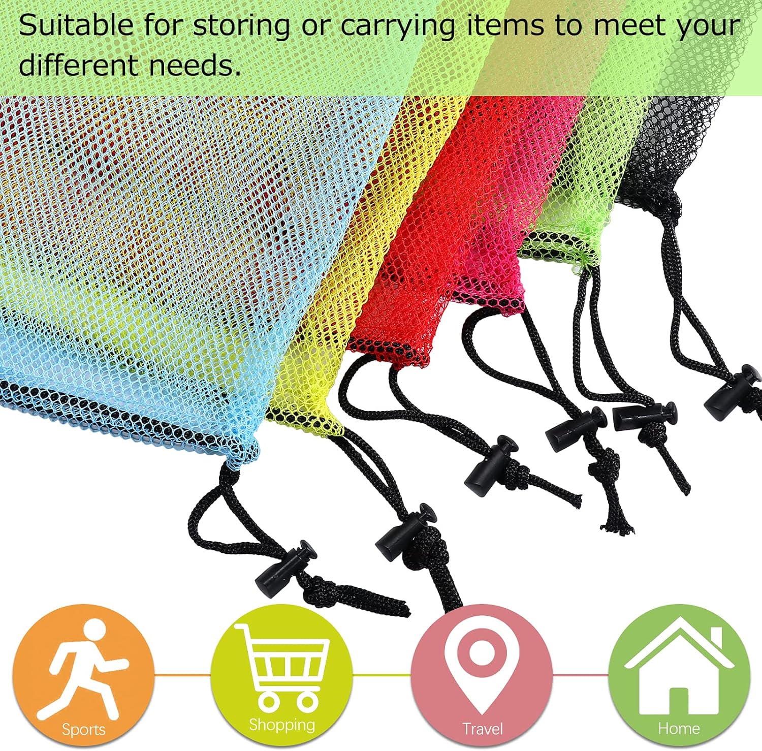 18"X24" 6Pcs Mesh Laundry Drawstring Bag Nylon Drawstring Gym Bag with Cord Lock Closure