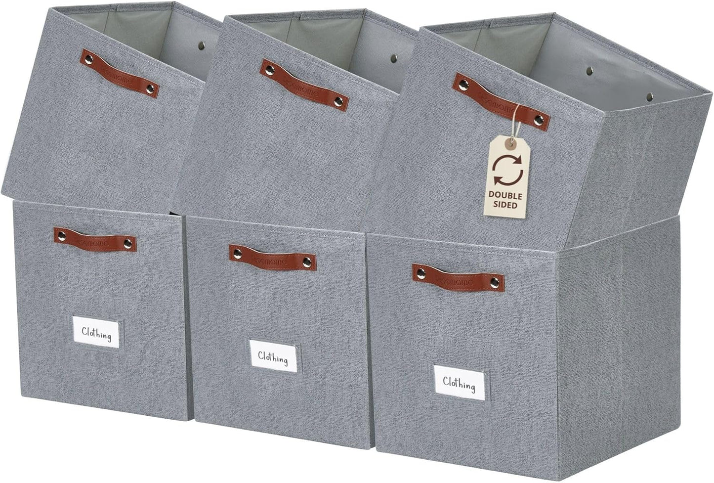 DECOMOMO Storage Cubes, 13x13x13 Storage Cube Bins with Labels, Fabric Organizer Bins (13" / 6pcs
