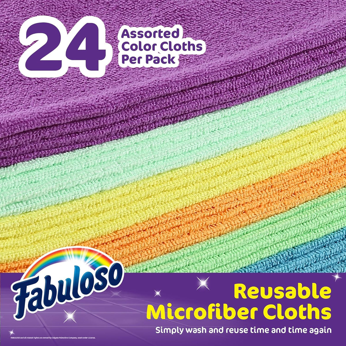 Fabuloso Microfiber Cleaning Cloths, Rainbow - Lint-Free, Scratch-Free Cleaning Cloths for Surfaces