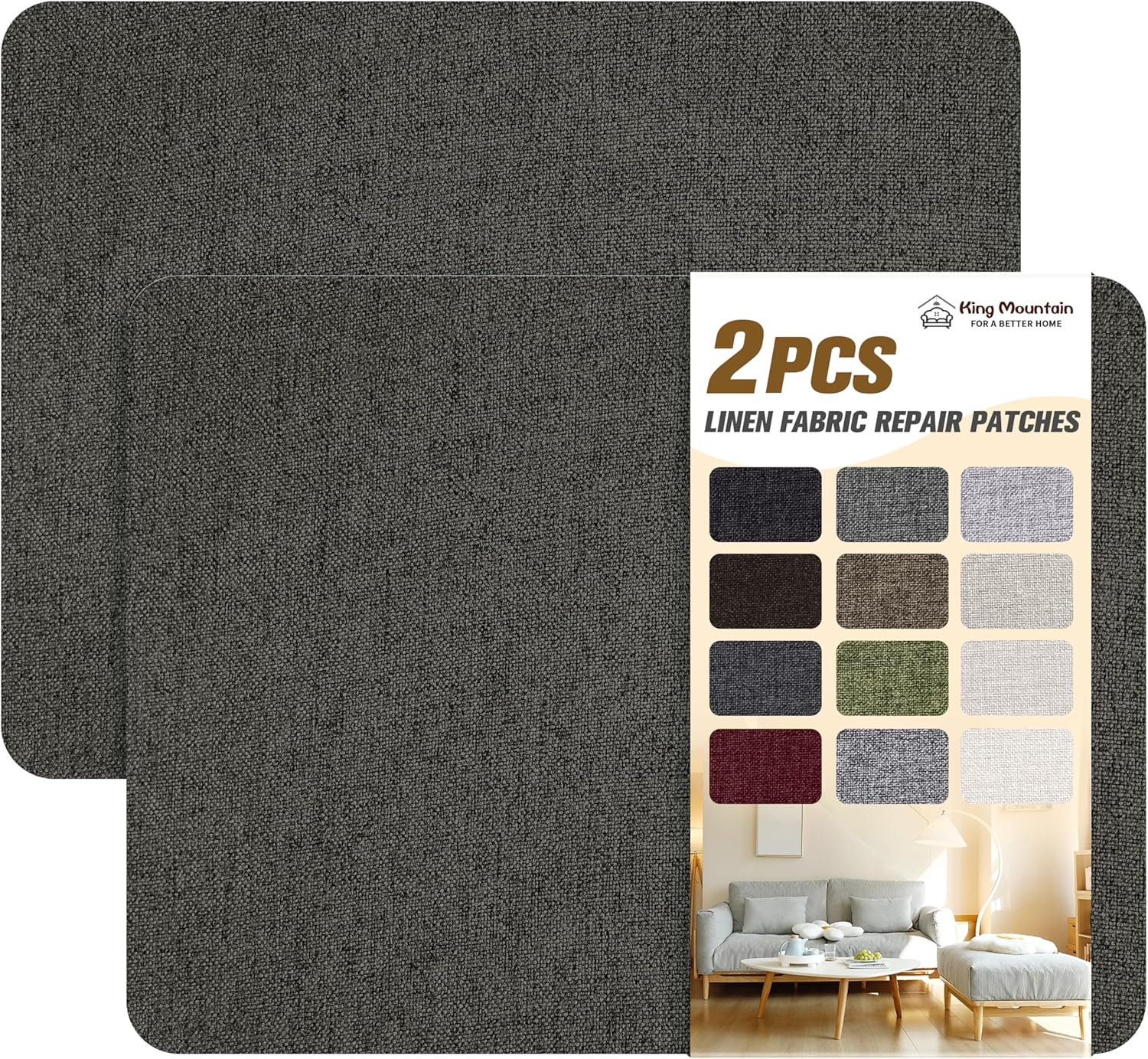 Fine Linen Fabric Patches, Self-Adhesive - 8x11 inch, 2 Pack, Multi Color, For Sofa & Clothes
