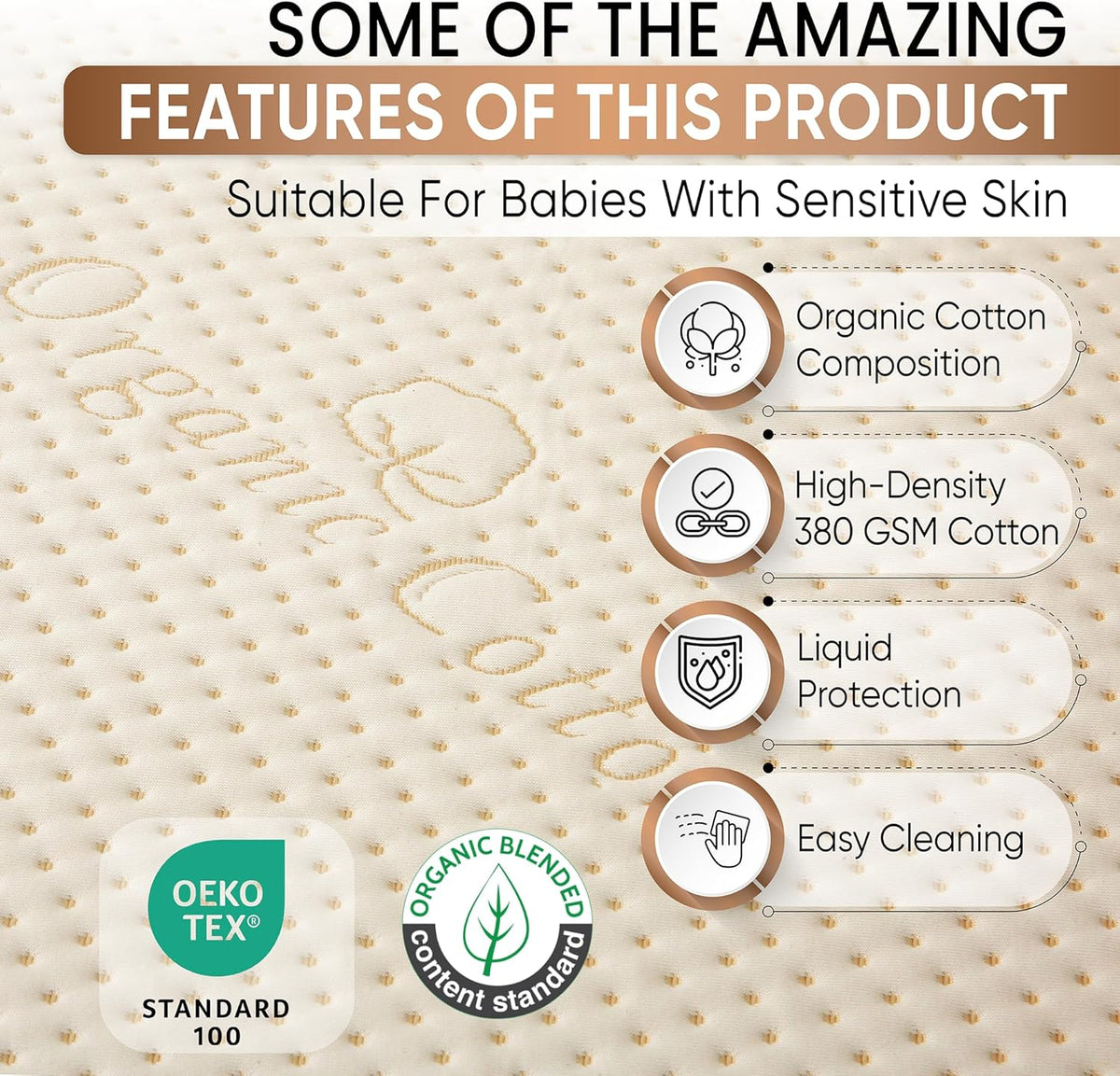 Crib Luxury Organic Cotton Mattress Protector - Skin Friendly, Waterproof, Breathable & Absorbent