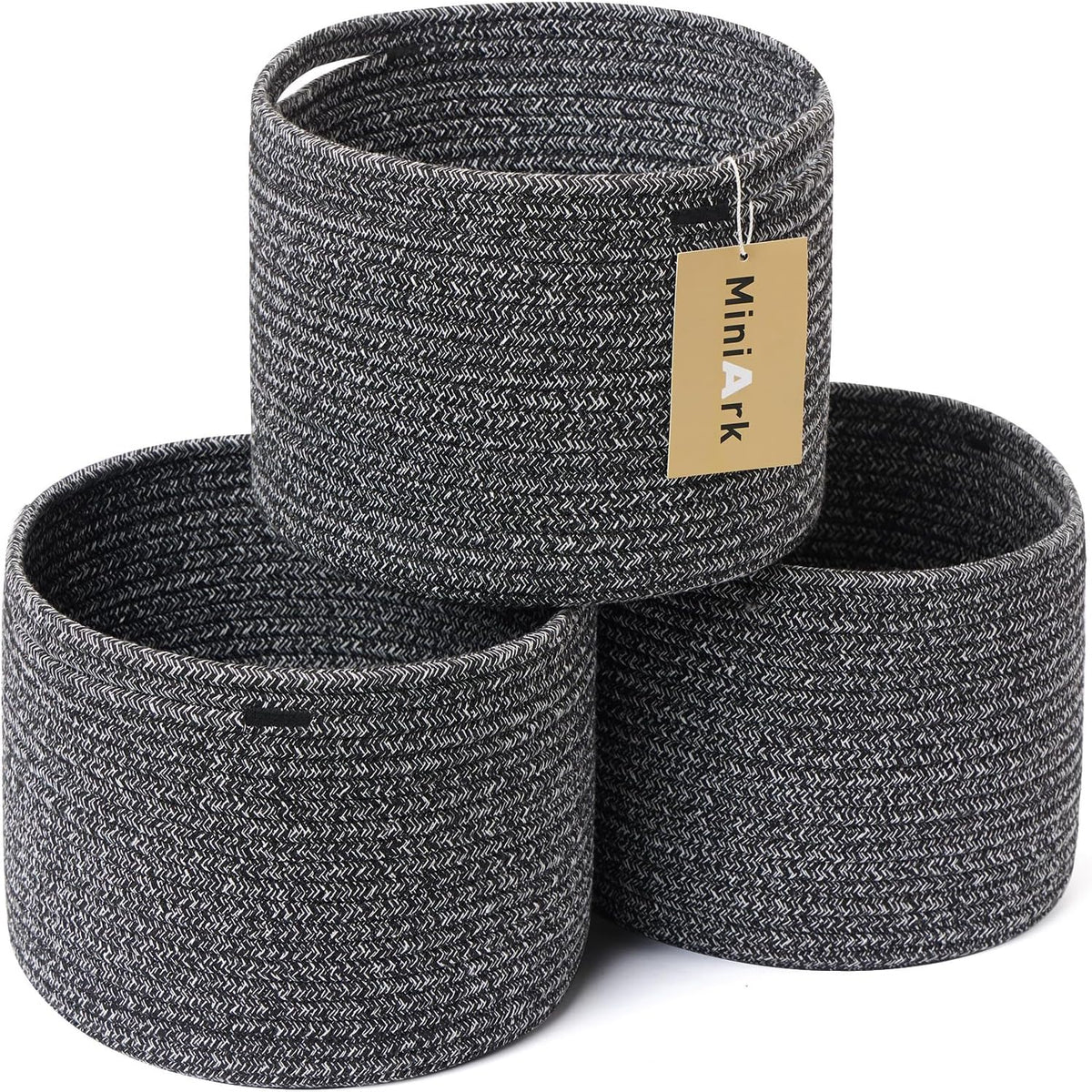 Small Basket for Organizing | Cube Shelf Closet Storage Baskets | 9.7×9.7×7.1” | Woven Rope Gift
