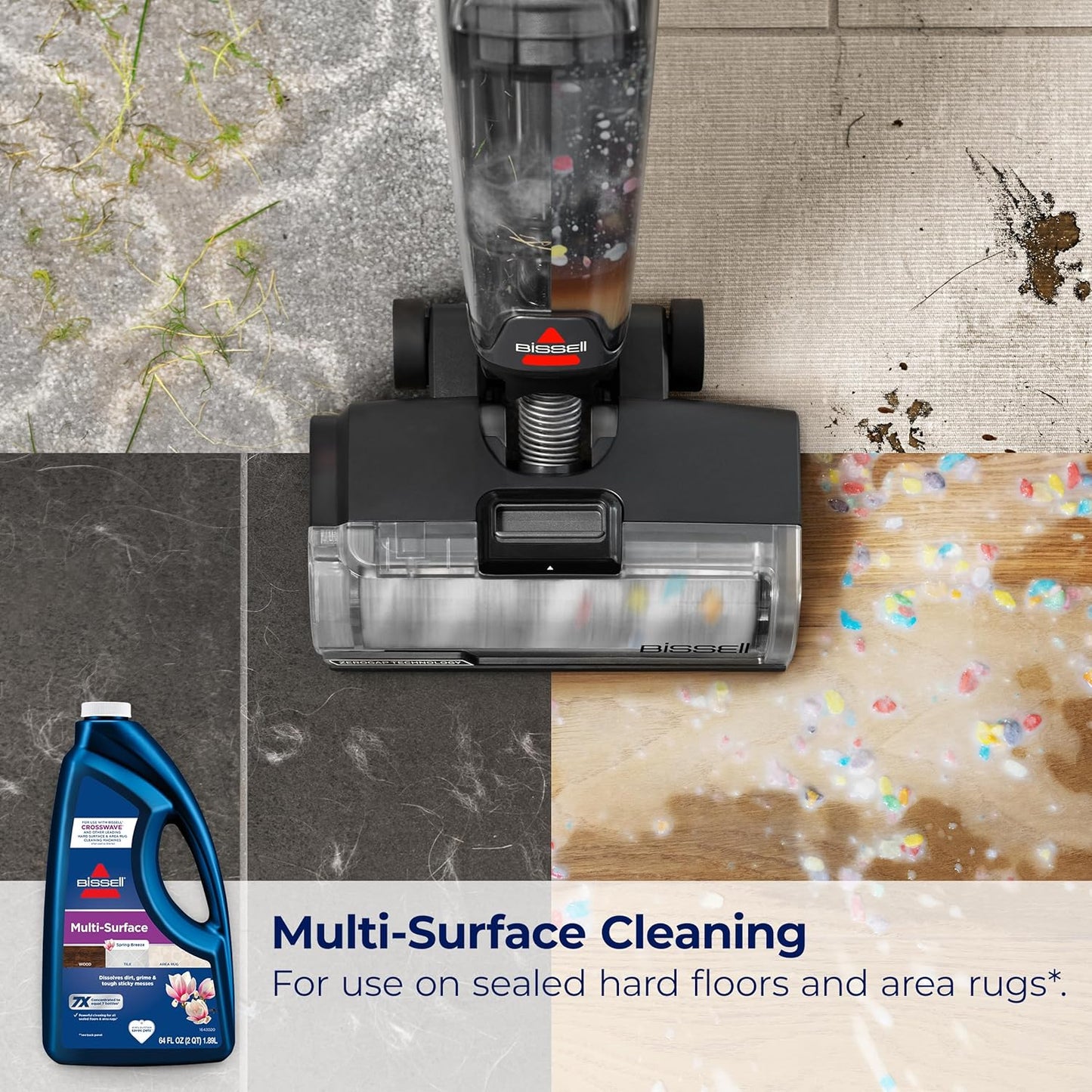 BISSELL MultiSurface Floor Cleaning Formula-Crosswave and Spinwave, 17891, 64oz, Removes Everyday