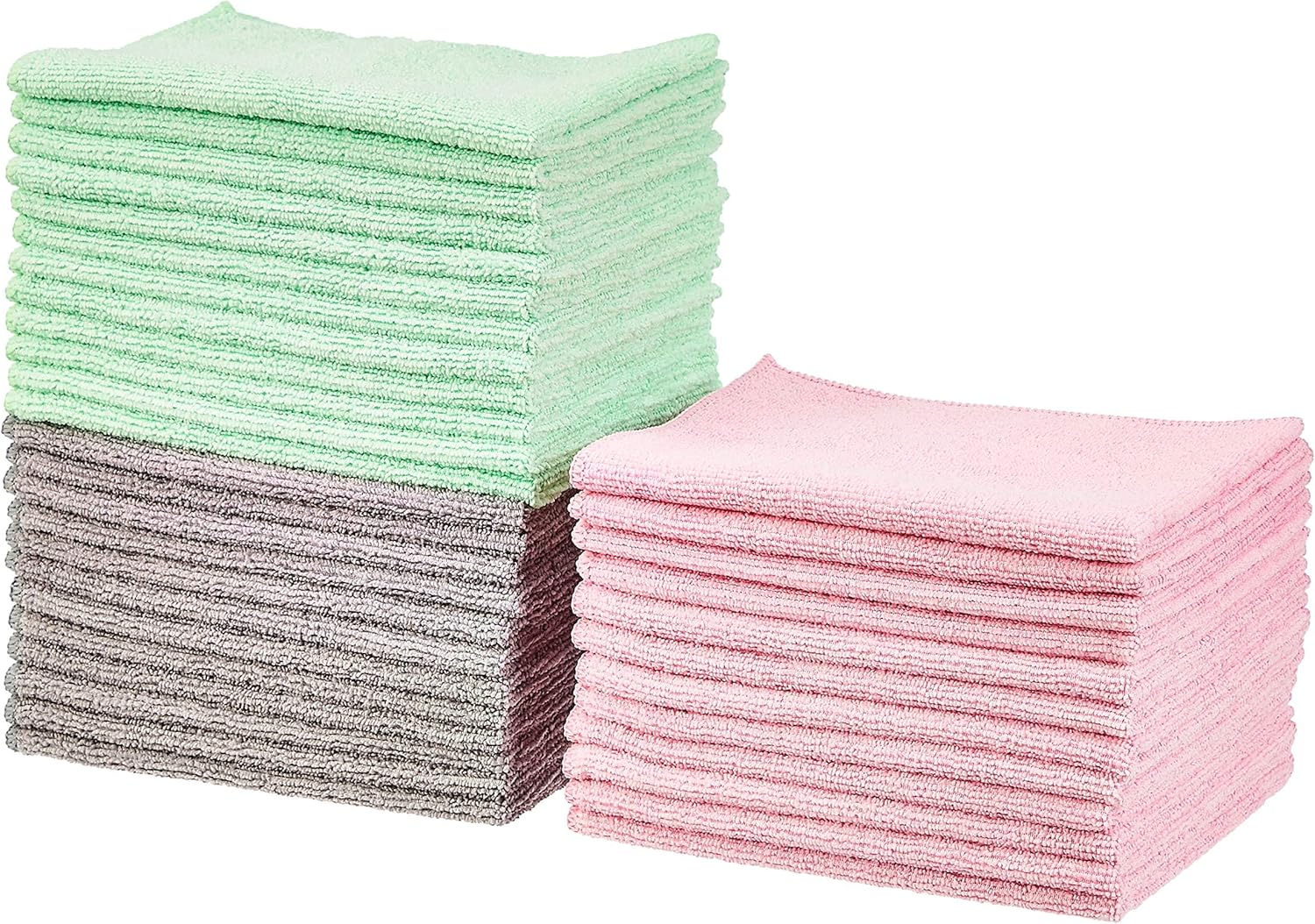 Amazon Basics Microfiber Cleaning Cloths, Non-Abrasive, Reusable and Washable, Pack of 36