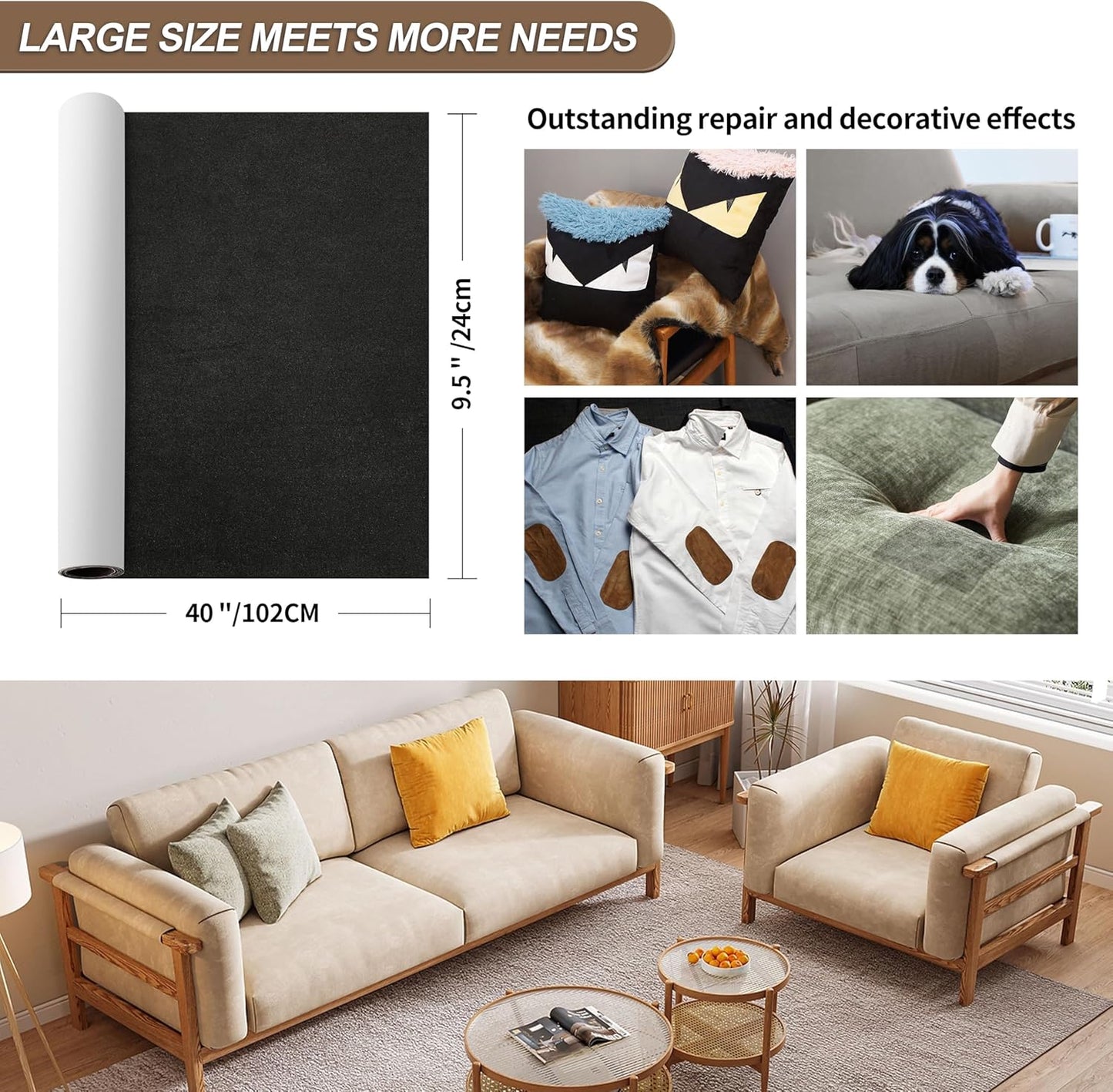 Velvet Repair Patch, Self-Adhesive Flannel Fabric Patch, Multi Colors, Microfiber Patch，Can be Used