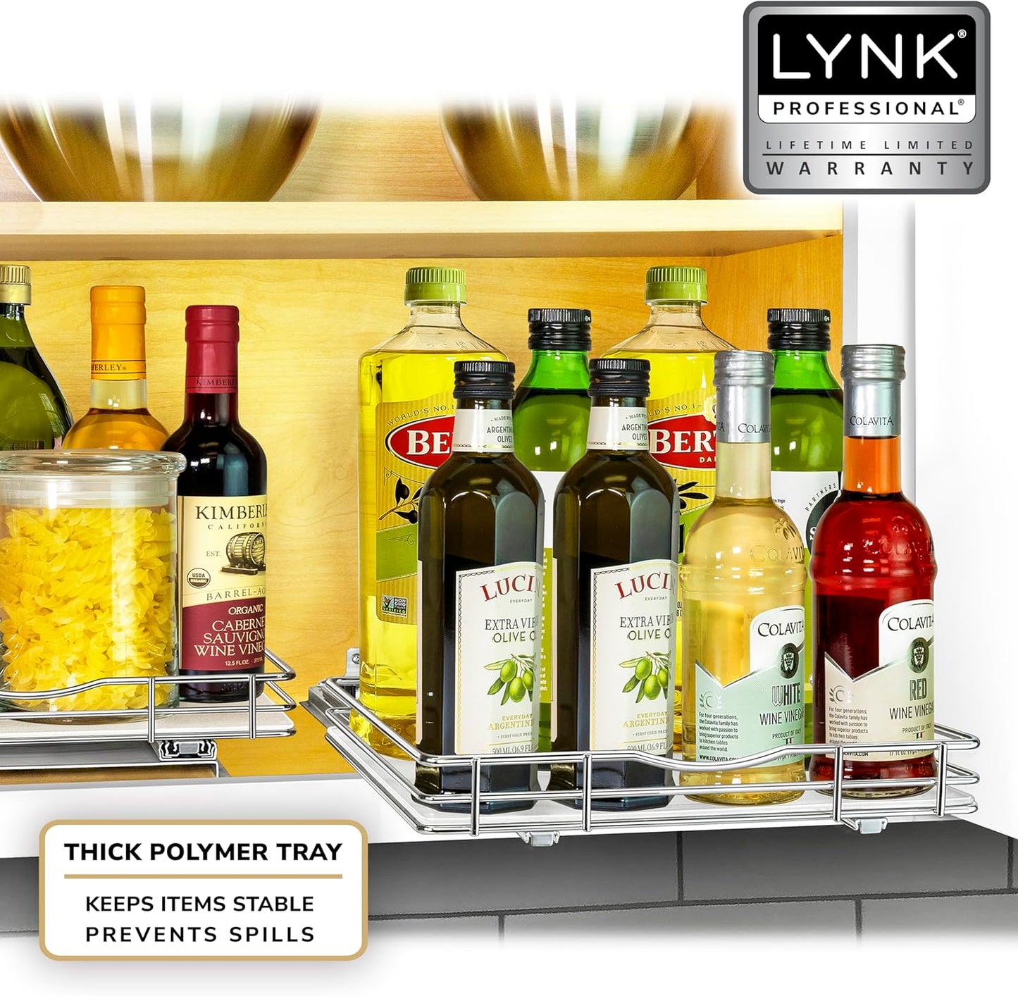 LYNK PROFESSIONAL® Pull Out Spice Rack Organizer for Inside Kitchen Cabinets - 12-1/4 inch Wide
