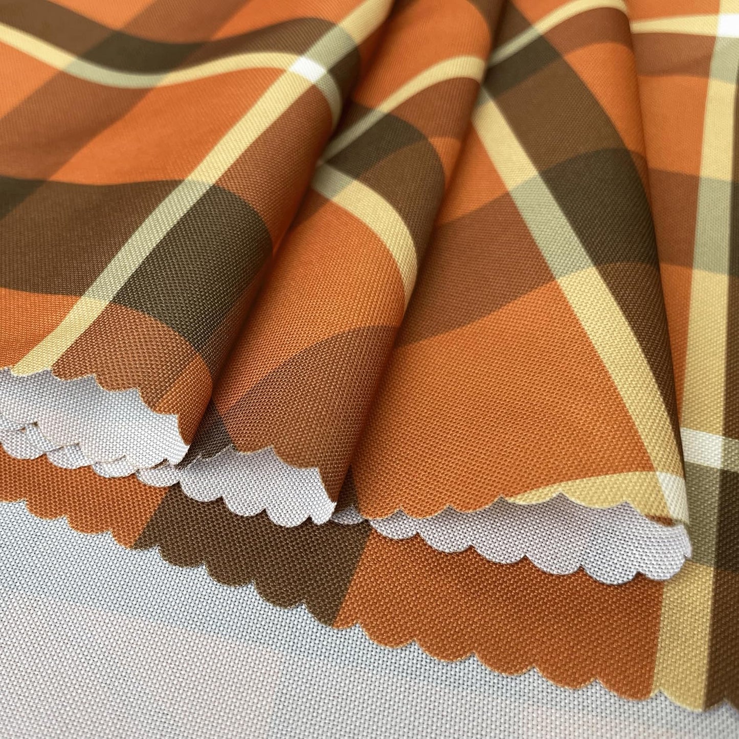 Waterproof Plaid Tablecloth Fabric - Round 58 Inch Classic Gingham Checker Table Cloth for