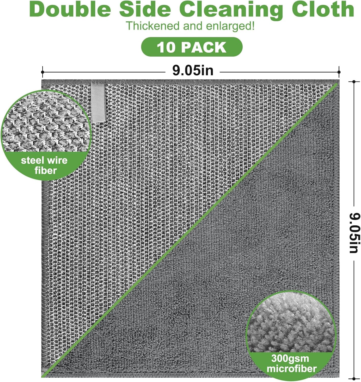 10 Counts Multipurpose Wire Dishwashing Rag,Non Scratch Wire Dishcloth,Microfiber Miracle Cleaning