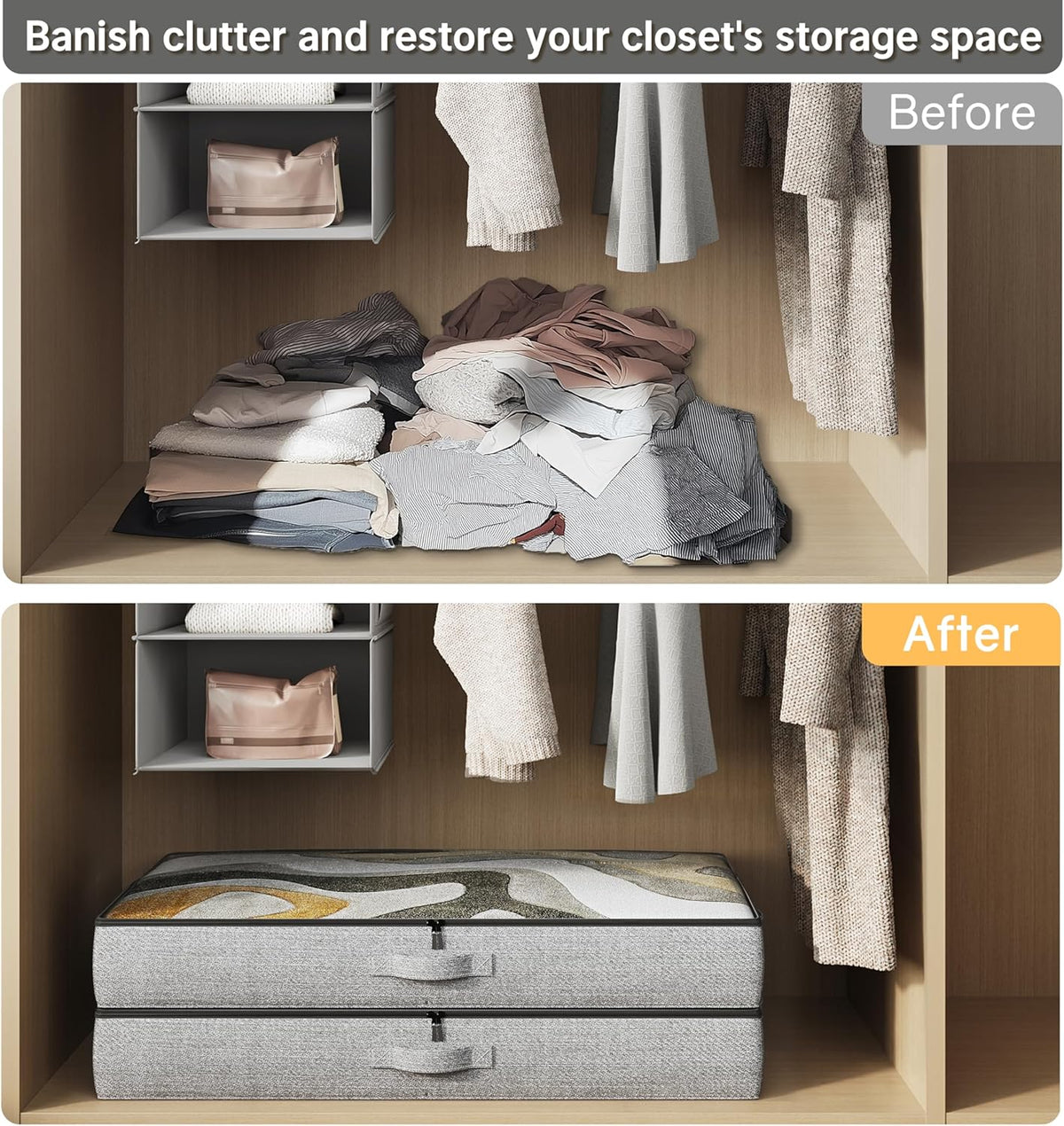 2-Pack Under Bed Storage Containers, 4.5 Inches Tall Low Profile Underbed Clothes Storage Organizer
