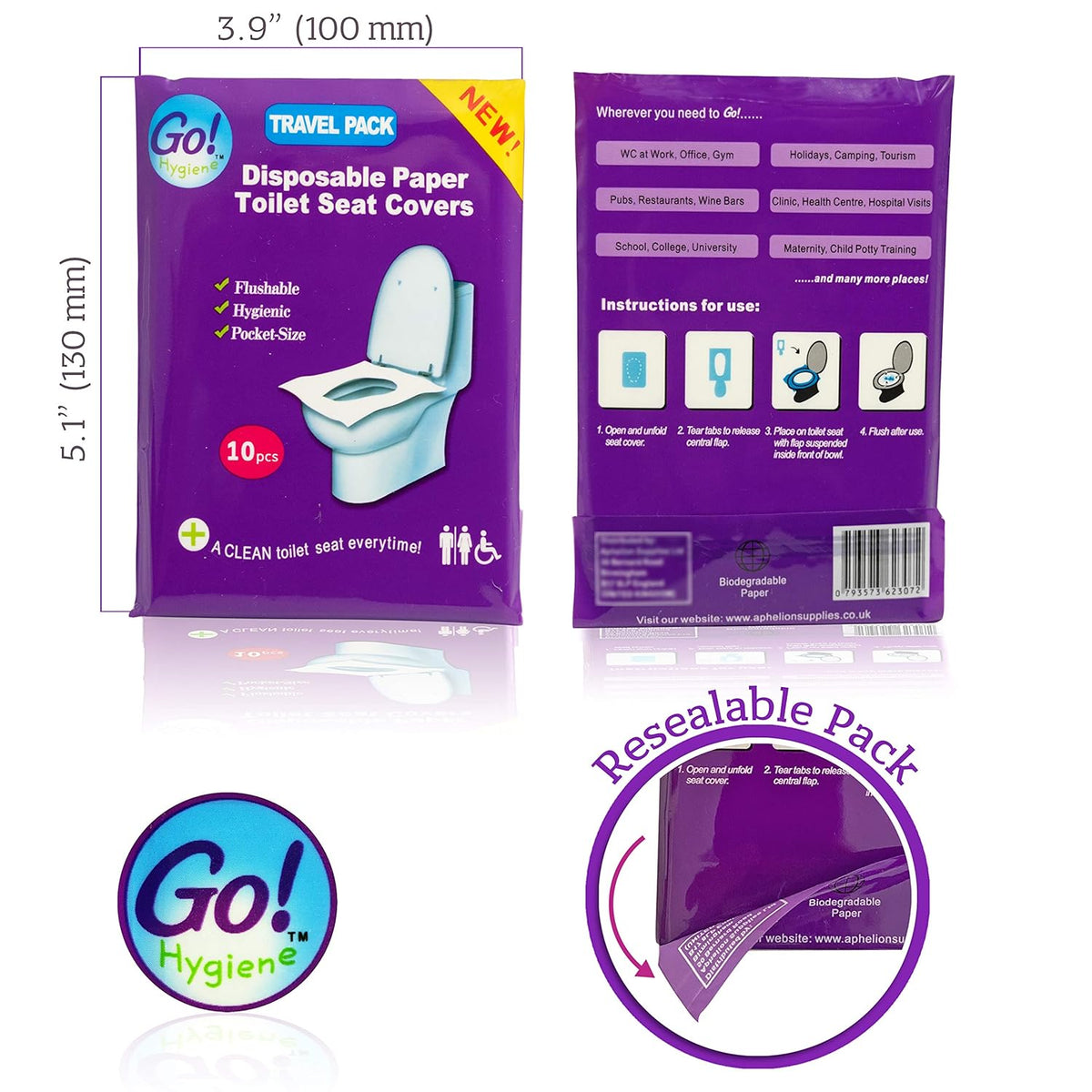 XL Travel Pack of 4 Packs (40-Count) + 1 Free Pack (10-Count) ! - Disposable Toilet Seat Covers