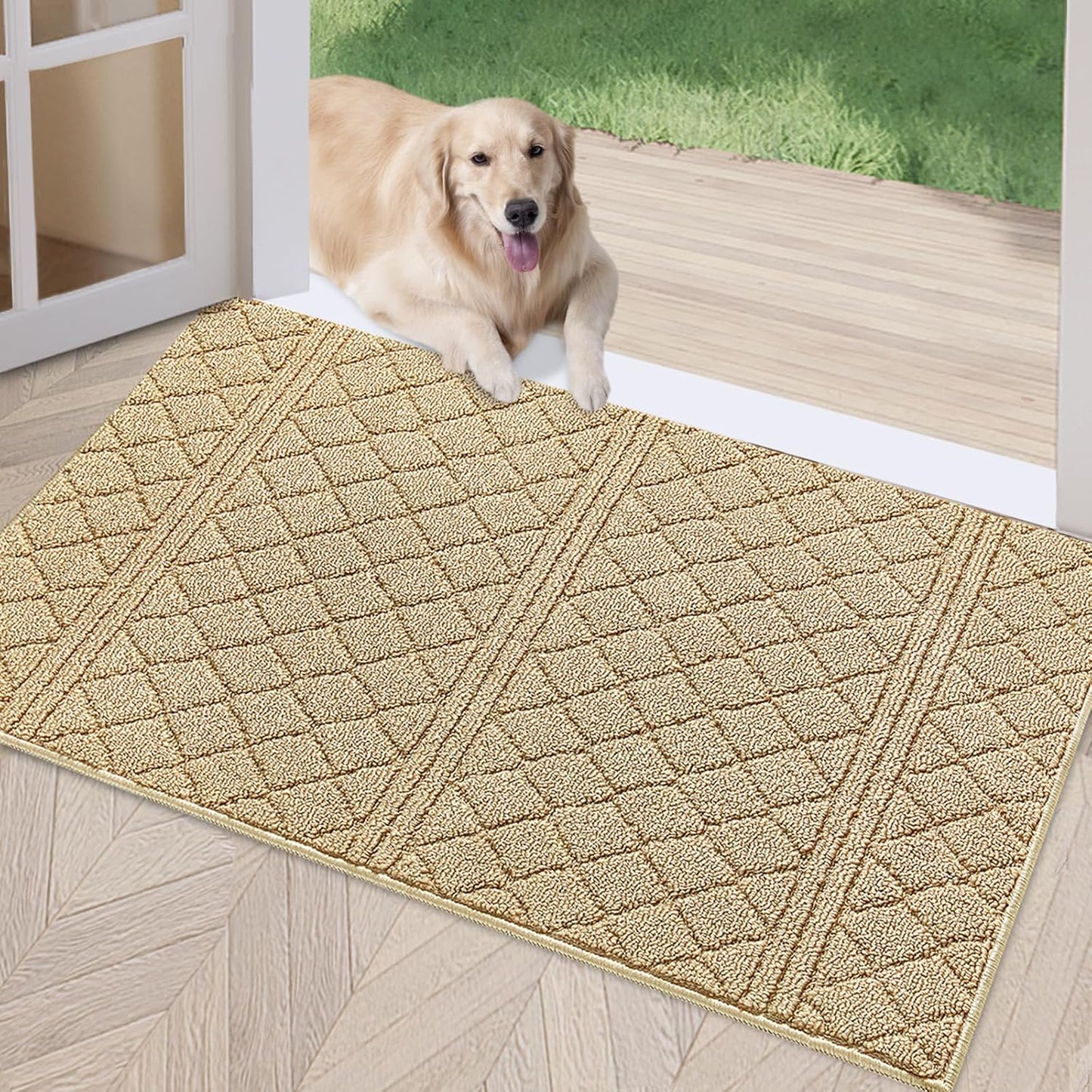 REFETONE Indoor Doormat, Front Back Door Mat 24"x36" Absorbent Rubber Backing Non Slip Door Mats