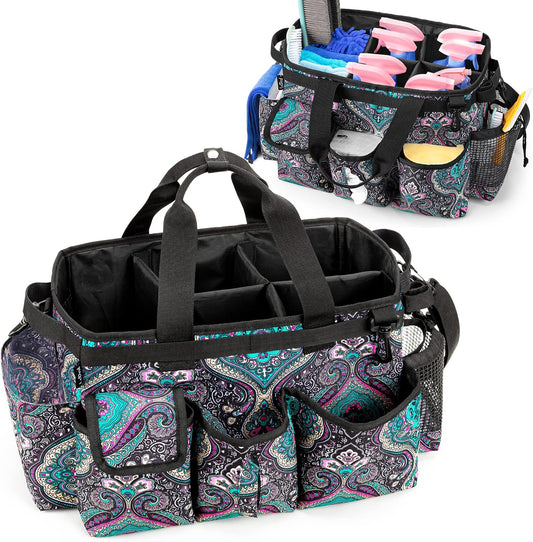 LoDrid Large Wearable Cleaning Caddy Bag with Detachable Divider, Cleaning Supply Tote Organizer