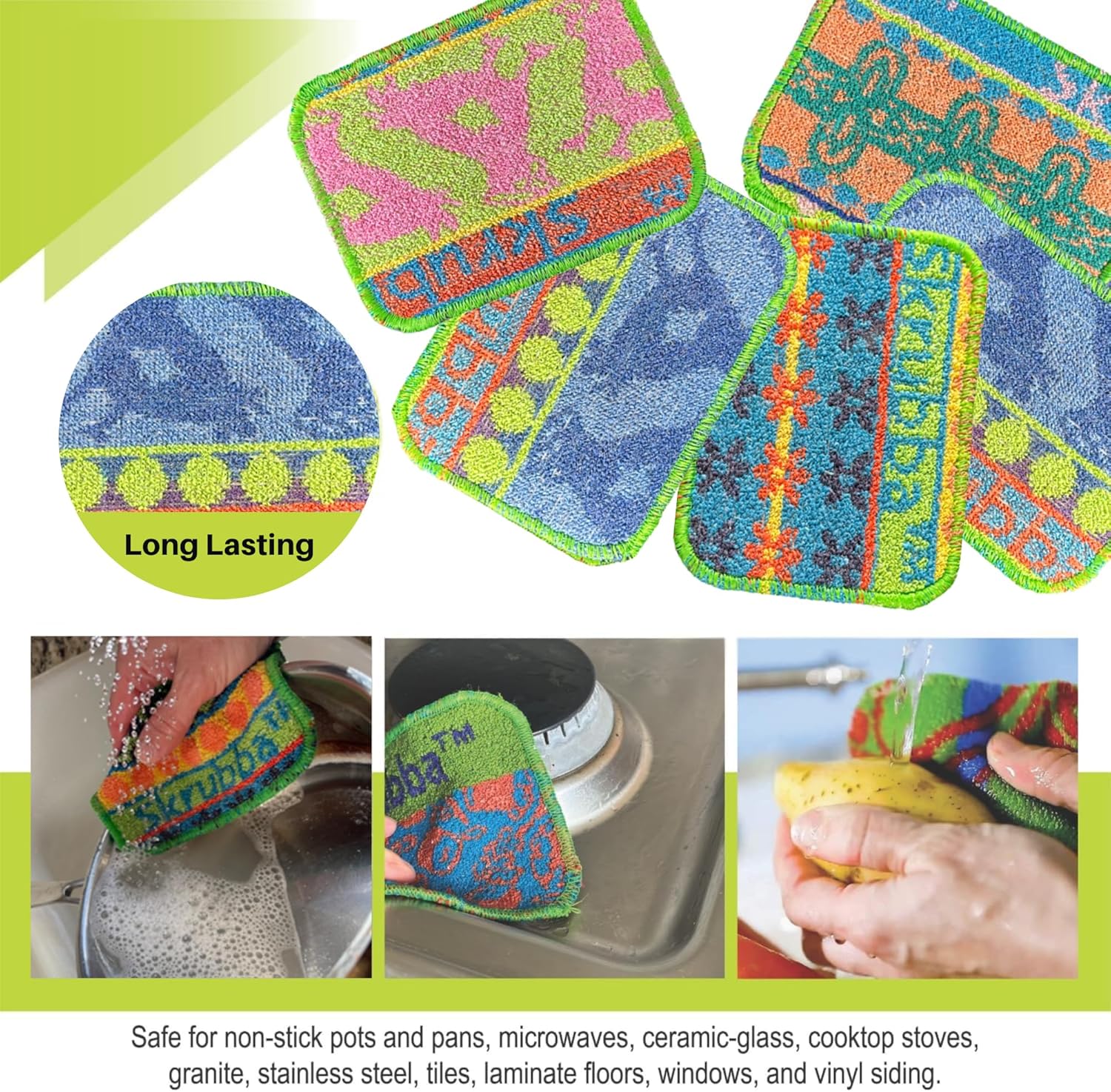 Wet-It Skrubba Non-Scratch Scouring Pad – European Scrubby Sponge for Kitchen Cleaning, Pots, Pans