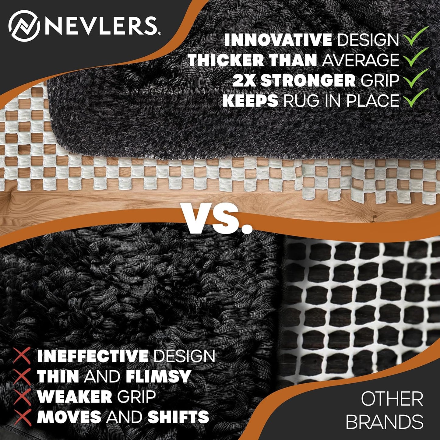 Nevlers 2 ft x 60 ft White Non Slip Rug Gripper Roll for Runners, Larger Rugs & Carpets | Strong