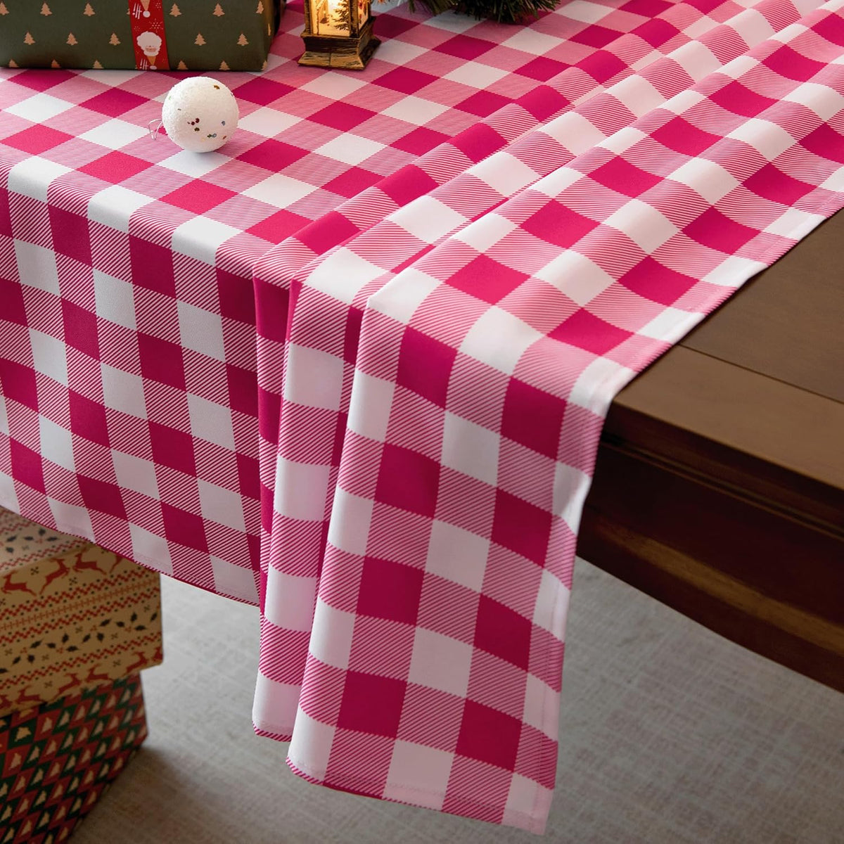Classic Gingham Buffalo Tablecloth Fabric - Oblong 90x132 Inch Water Proof Checkered Table Cloth