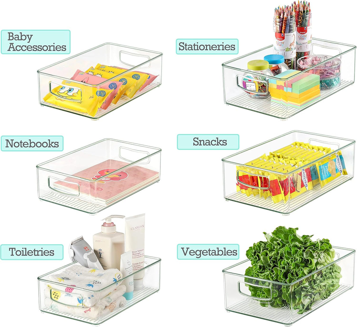 Set of 8 Clear Fridge Organizer Bins, Stackable Refrigerator Organizers and Storage for Fridge