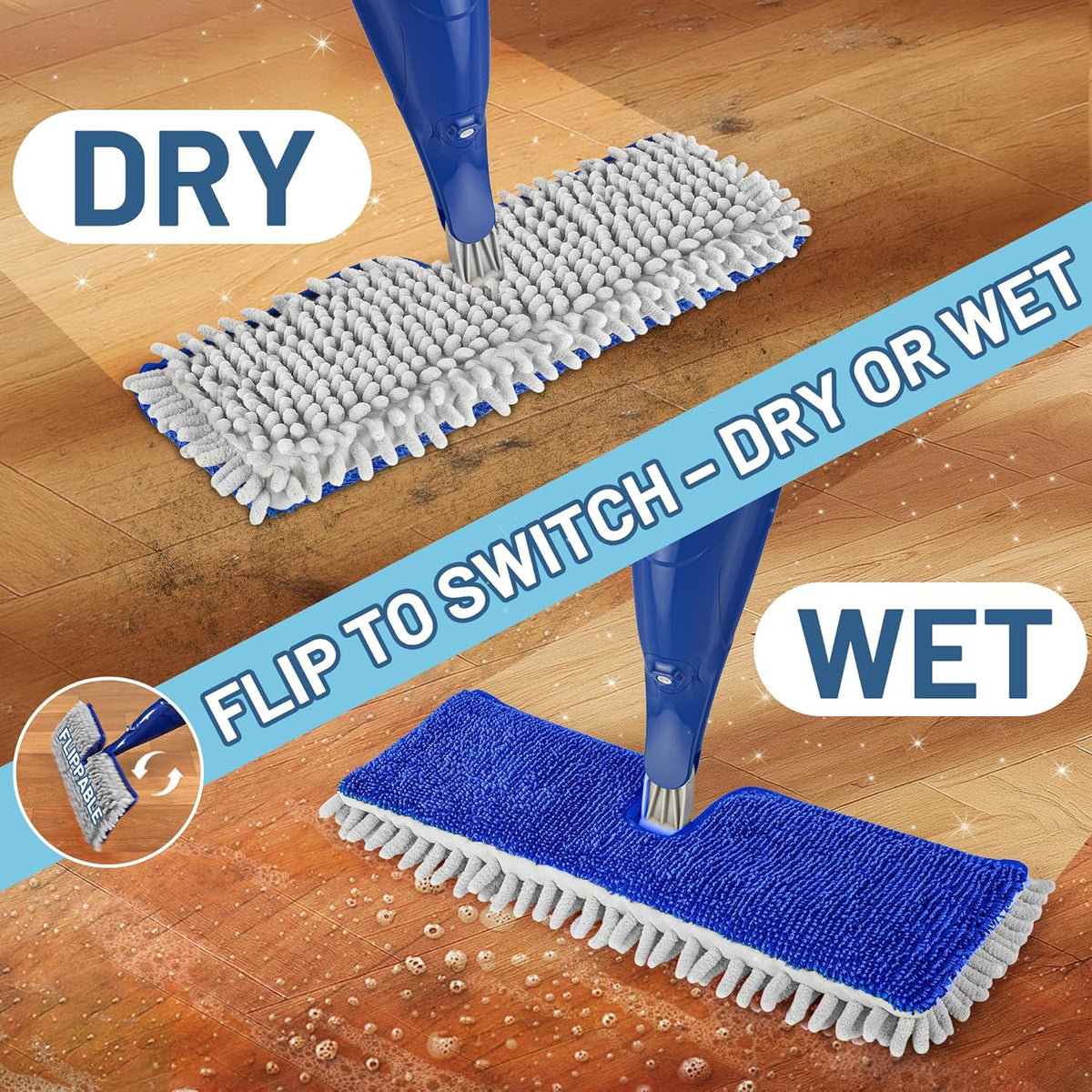 Papclean Spray Mops for Floor Cleaning: Double Sided Dust Mop for Hardwood Wood Tile Floor with