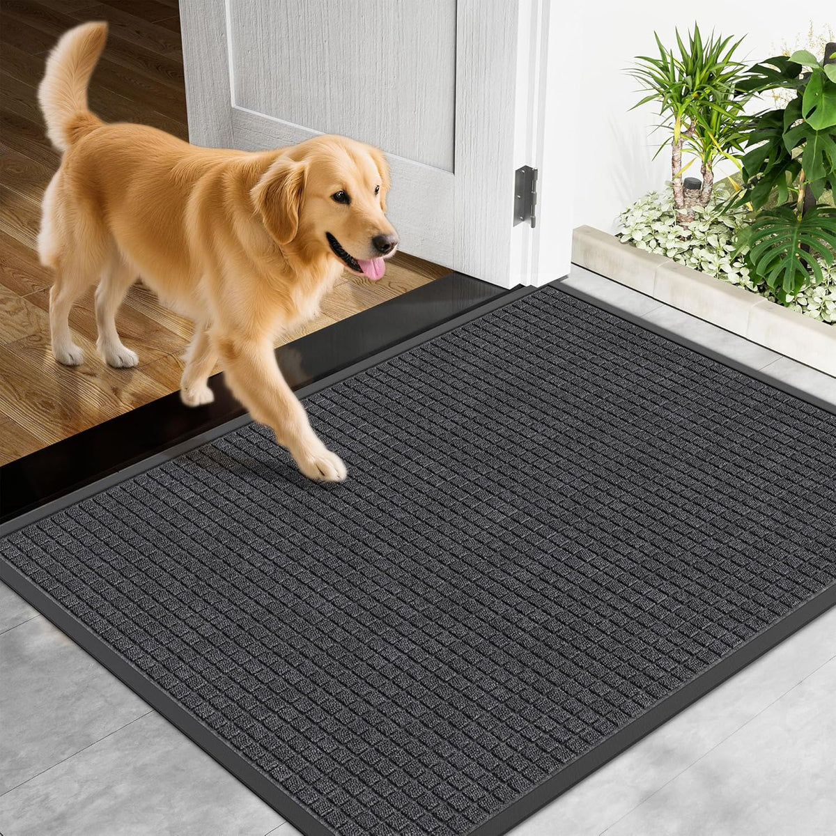 Indoor Outdoor Front Door Mats, 72" x 48" Rubber Backing Non Slip Durable Welcome Floor Mats for