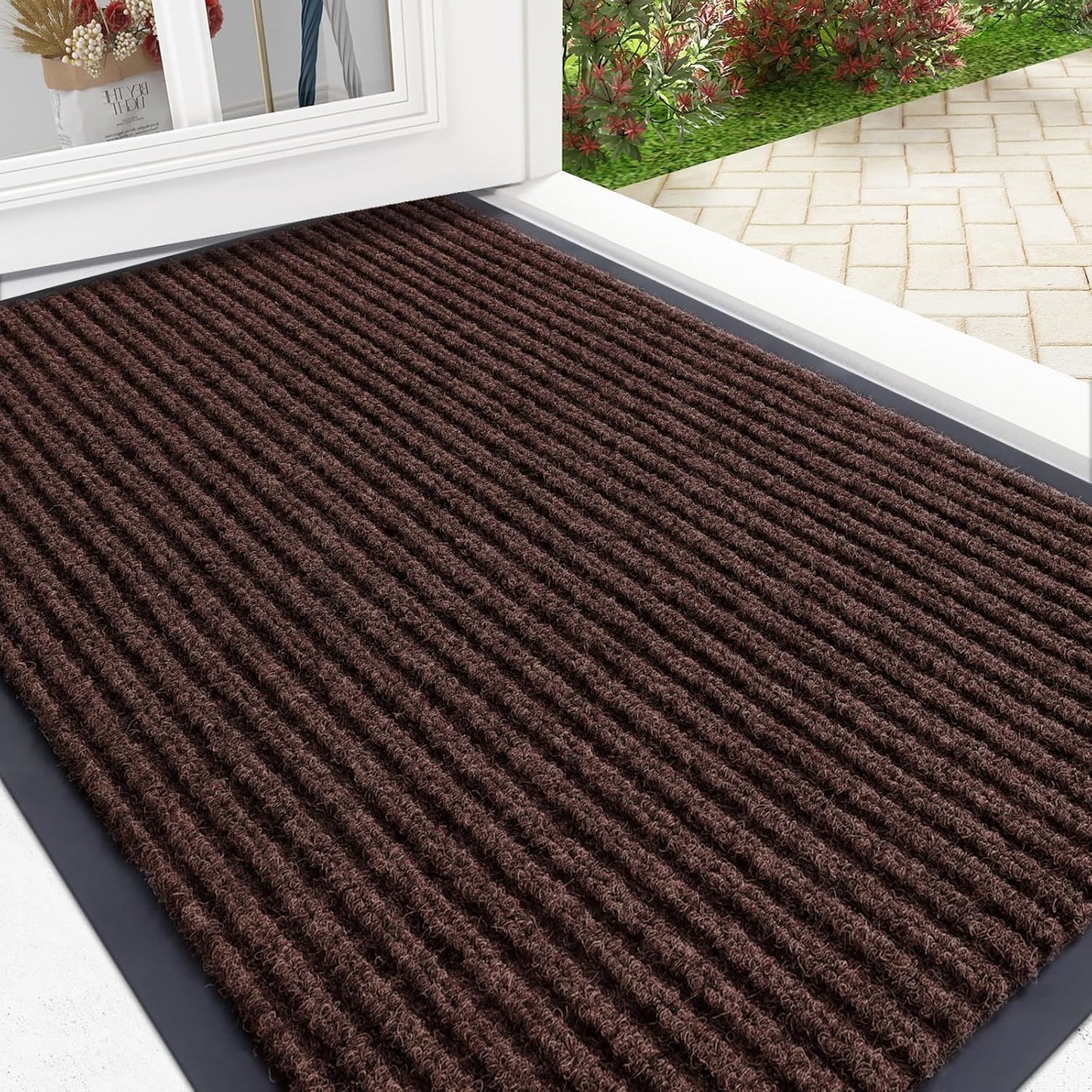 OLANLY Front Door Mat Indoor Outdoor Entrance, Waterproof Heavy Duty Doormat, Fade Resistant, Low