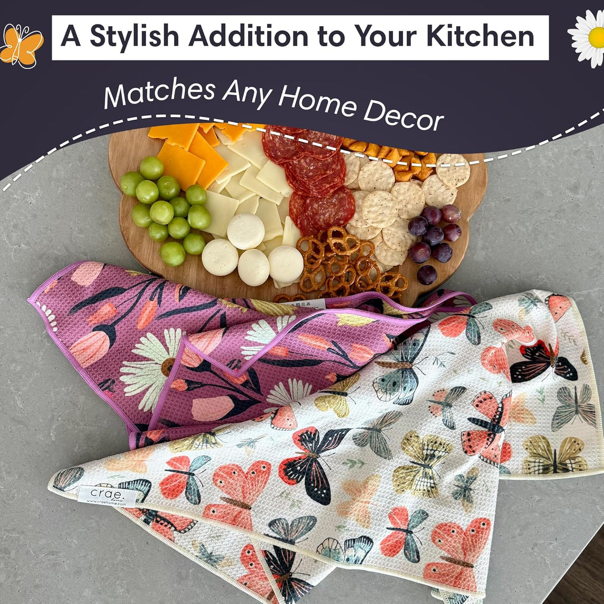 Microfiber Hand Towel & Washcloth Set of 2 - Double-Sided, Waffle Weave, Super Absorbent