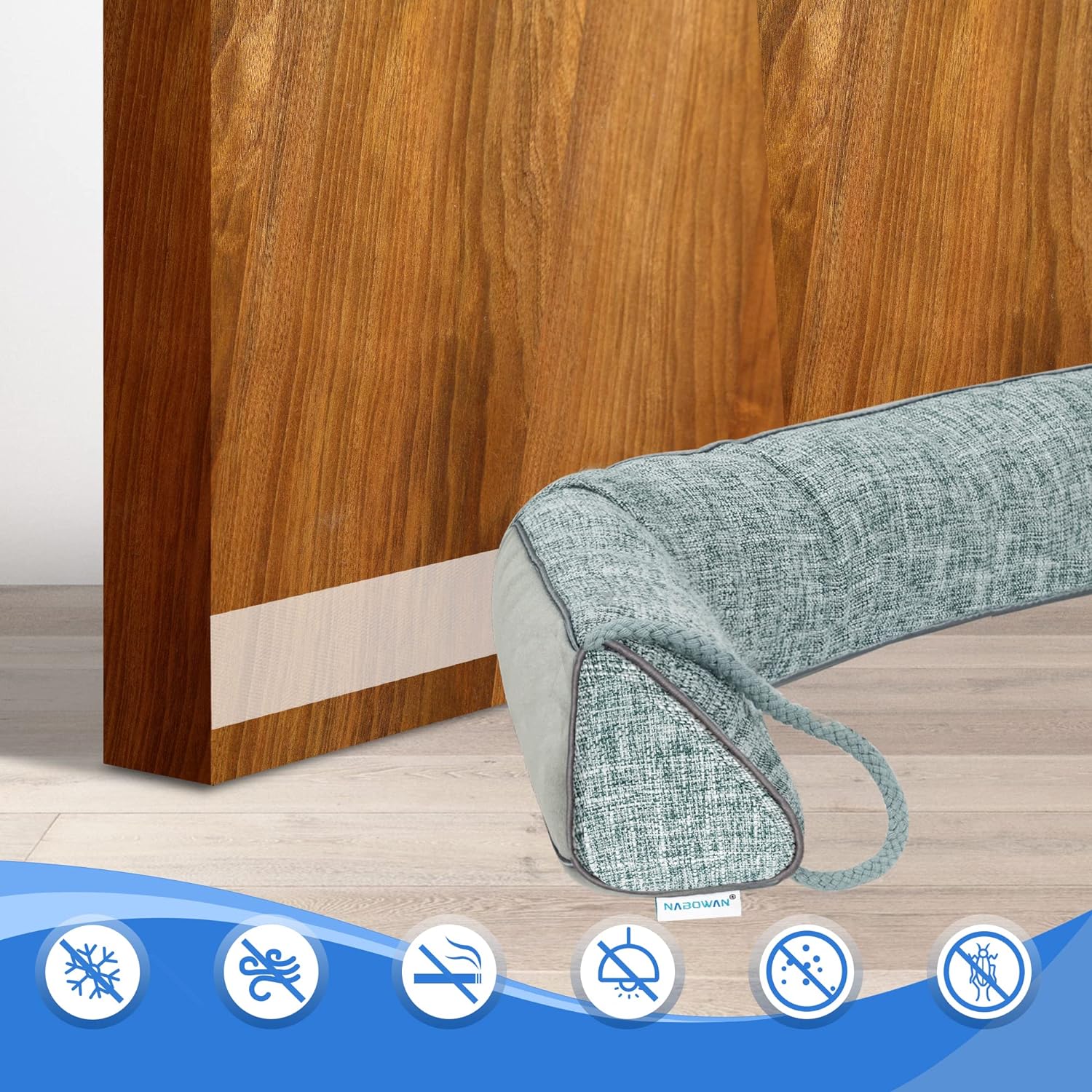 NABOWAN 38" Weighted Under Door Draft Stopper -Triangular Door Draft Blocker with Hook Loops for